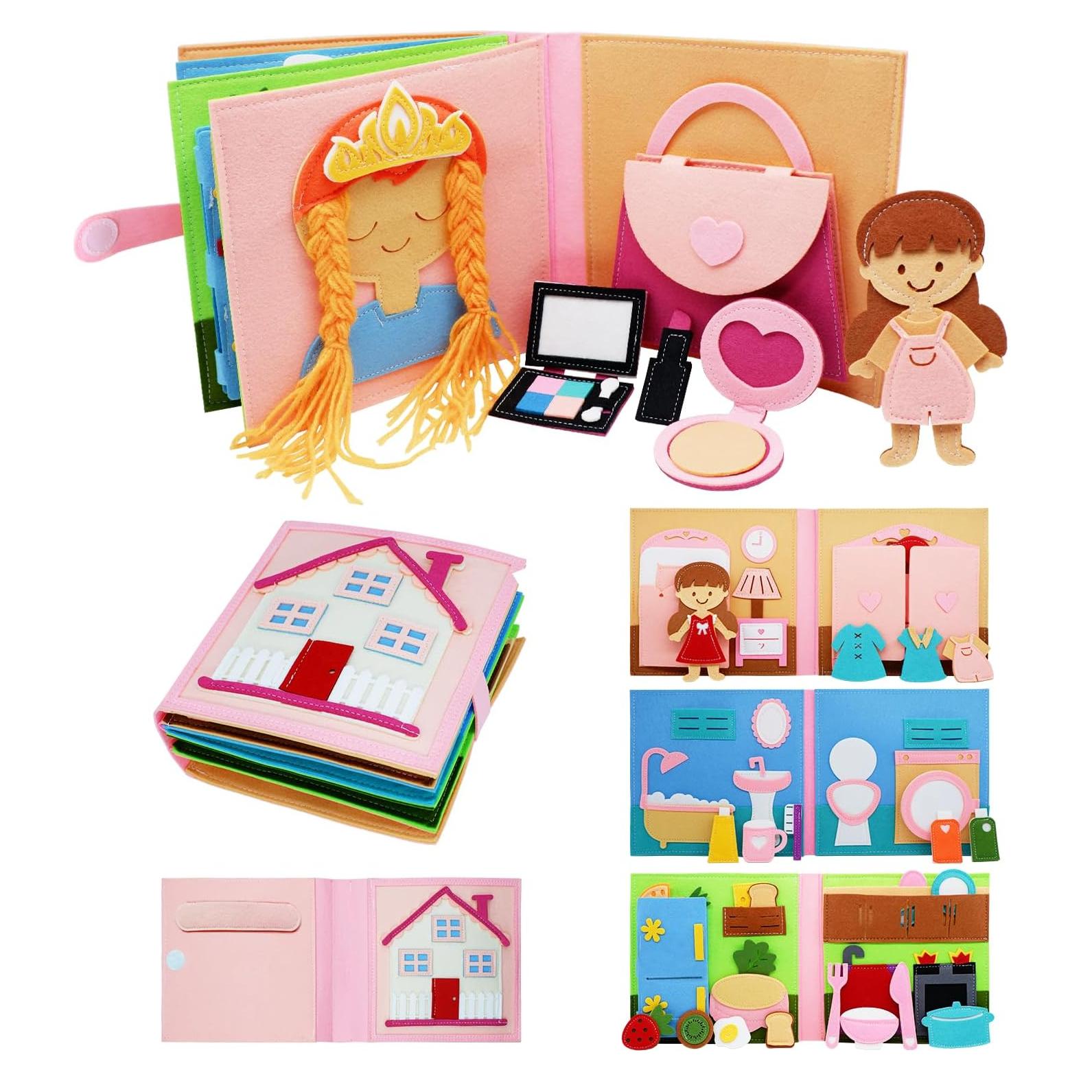 Libro Silencioso Montessori de Fieltro Rosa - Actividades 2 a 6 Años