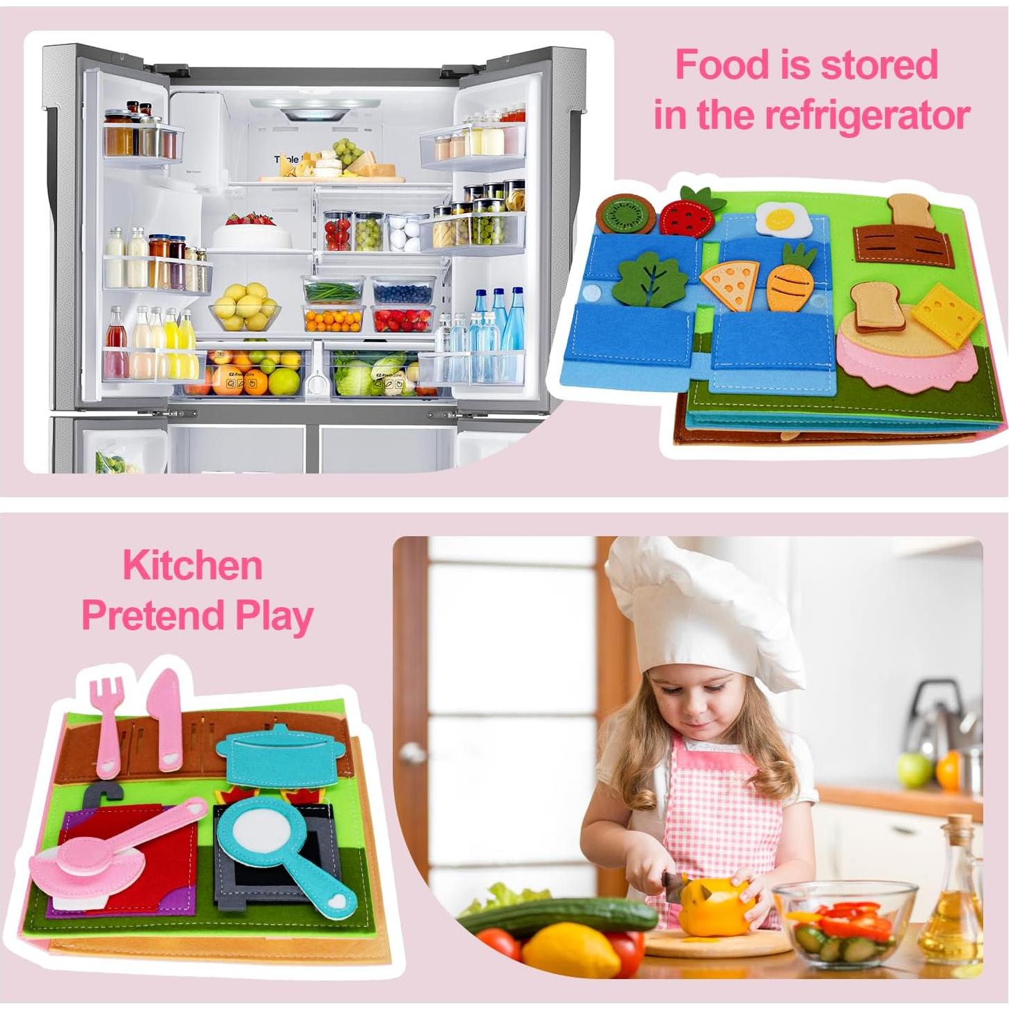 Libro Silencioso Montessori de Fieltro Rosa - Actividades 2 a 6 Años