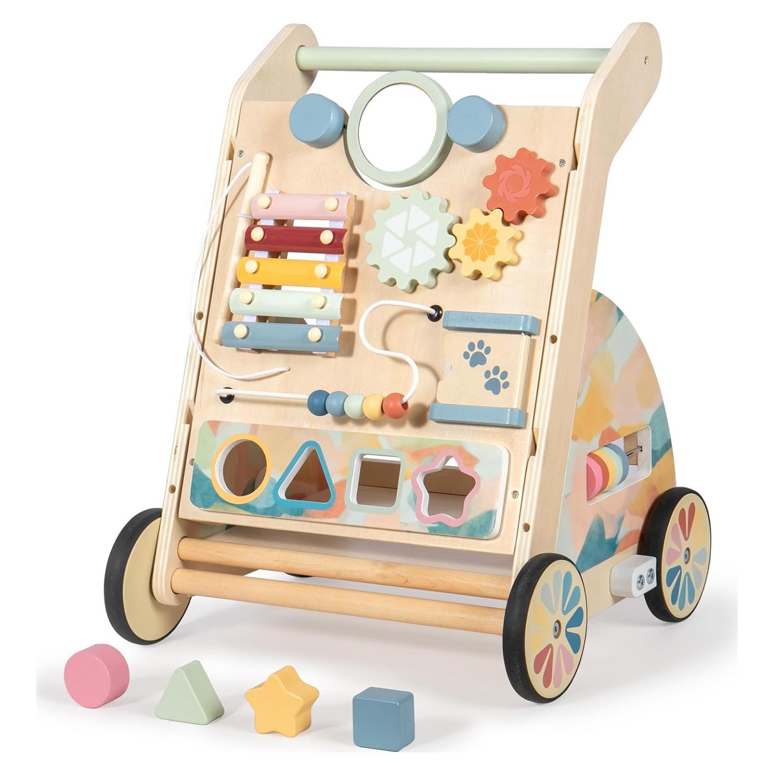 Caminador de Madera LOL-FUN con Tablero de Actividades 6-12 Meses
