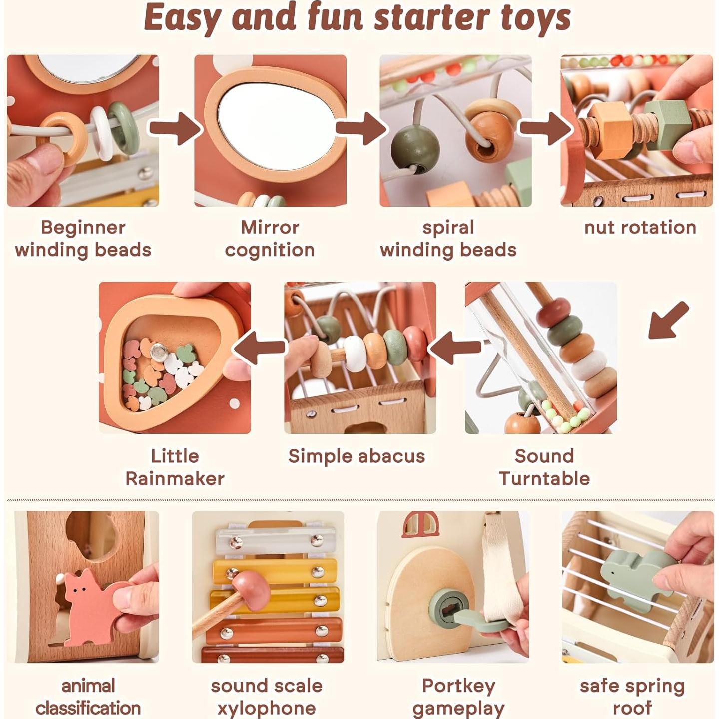 Cubo de Actividad de Madera Youuys 11 en 1 para Niños 1-3 Años