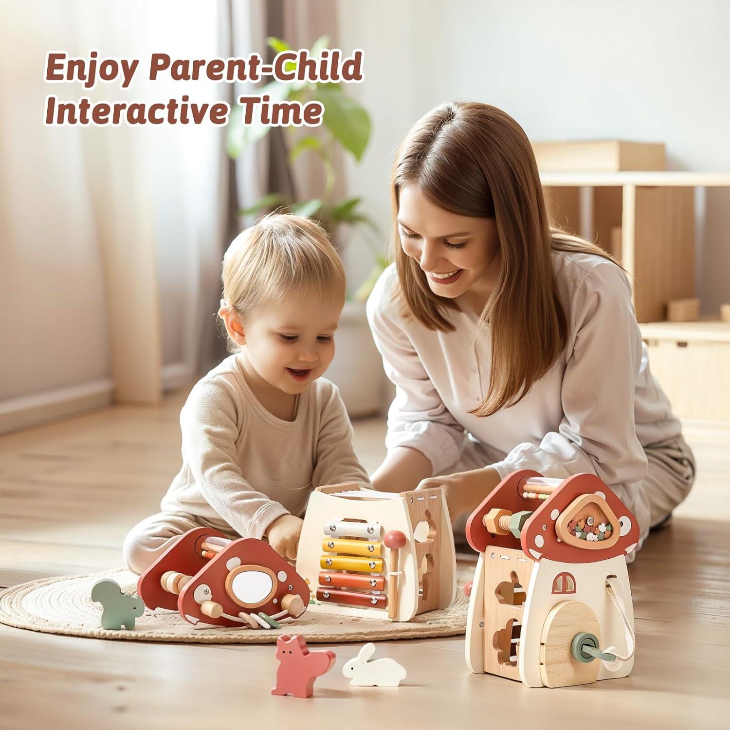 Cubo de Actividad de Madera Youuys 11 en 1 para Niños 1-3 Años