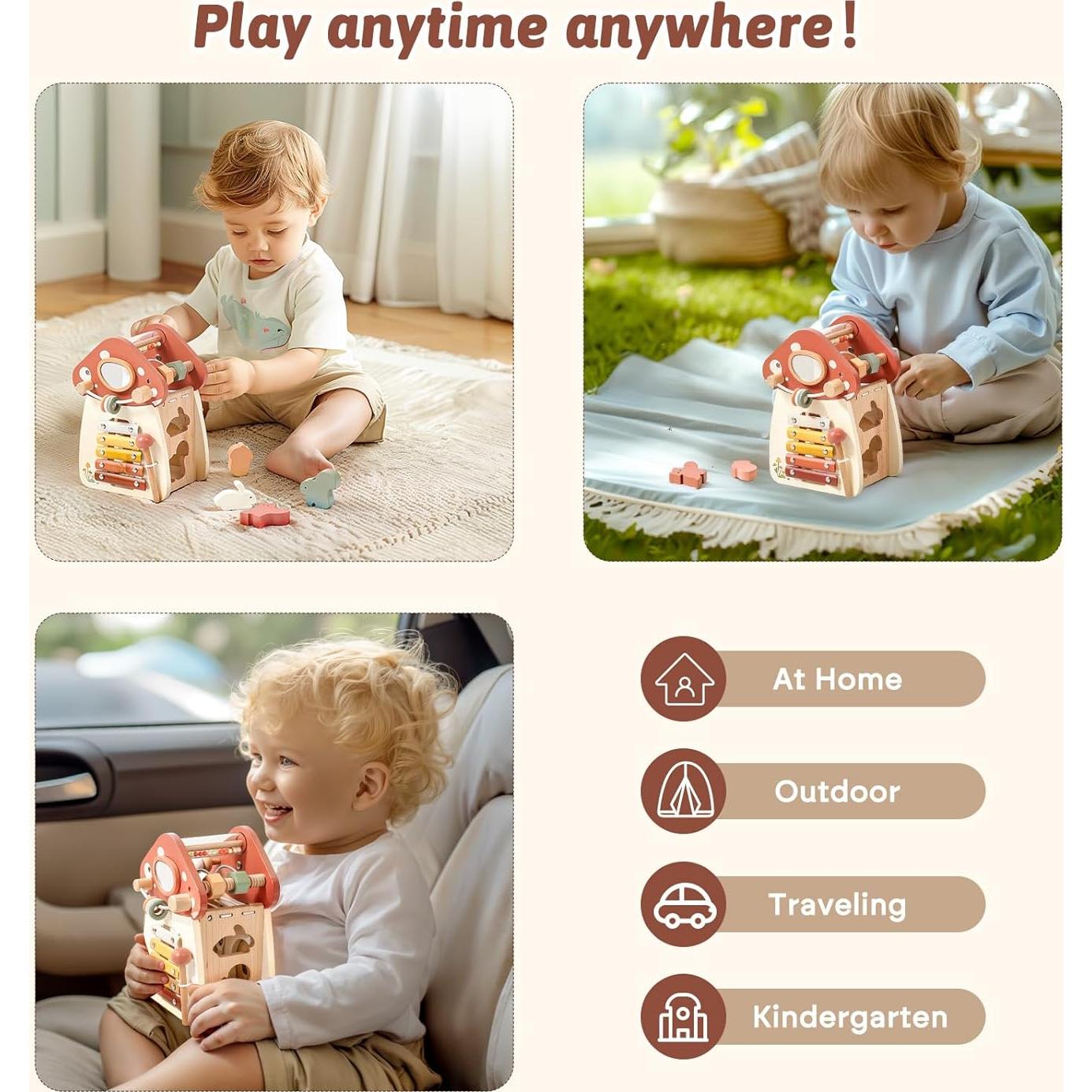 Cubo de Actividad de Madera Youuys 11 en 1 para Niños 1-3 Años