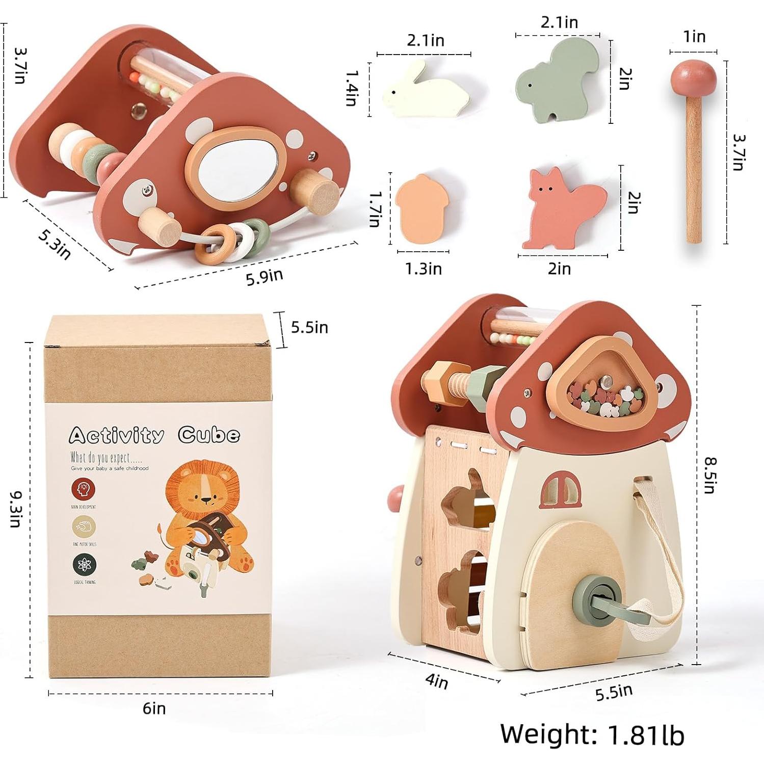 Cubo de Actividad de Madera Youuys 11 en 1 para Niños 1-3 Años
