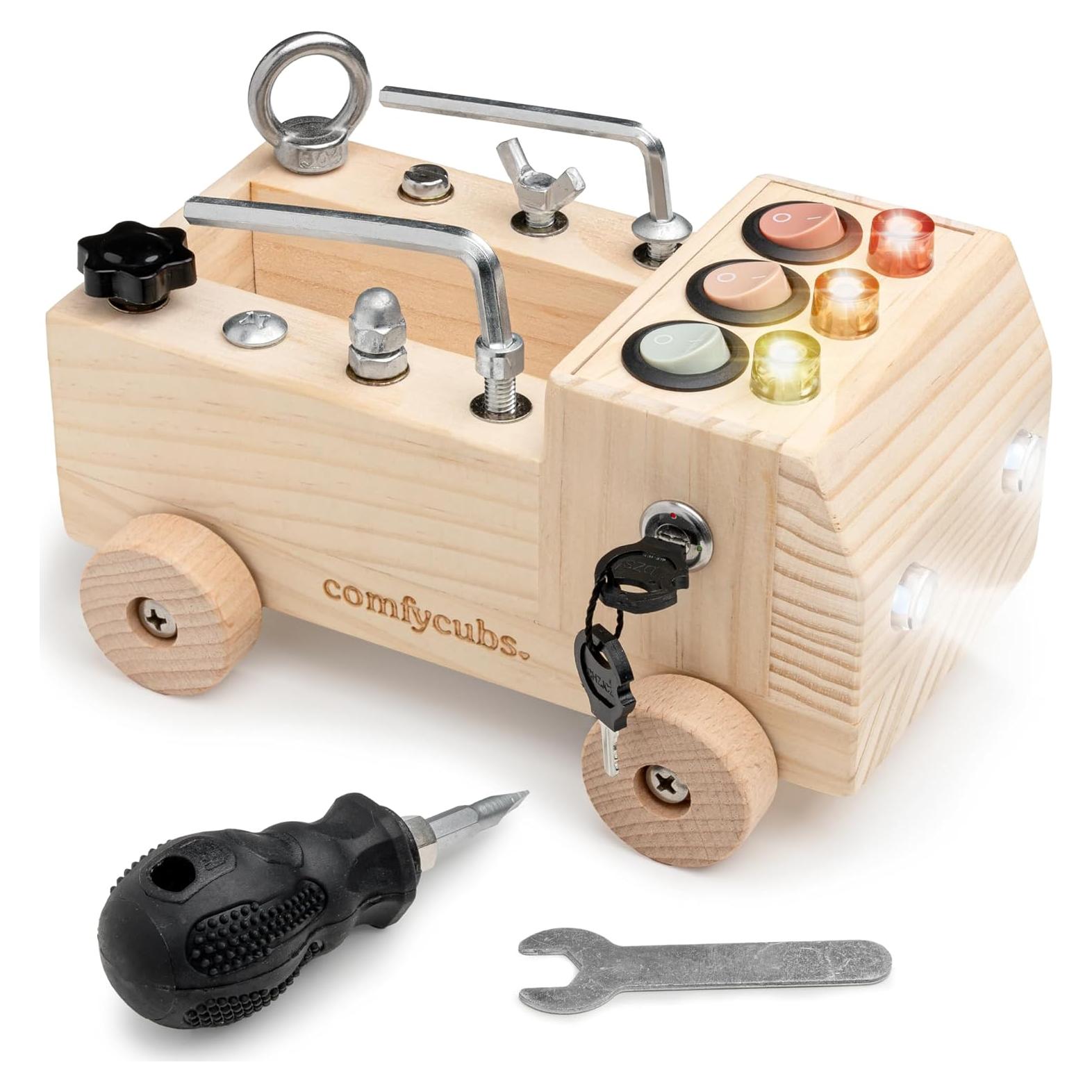 Camión de Juguete Montessori Comfy Cubs - Tablero Ocupado Madera