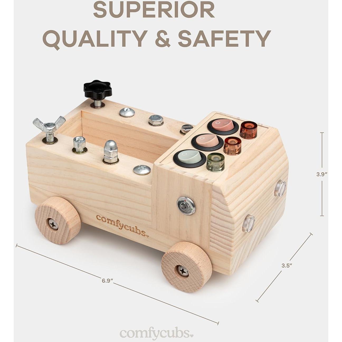 Camión de Juguete Montessori Comfy Cubs - Tablero Ocupado Madera