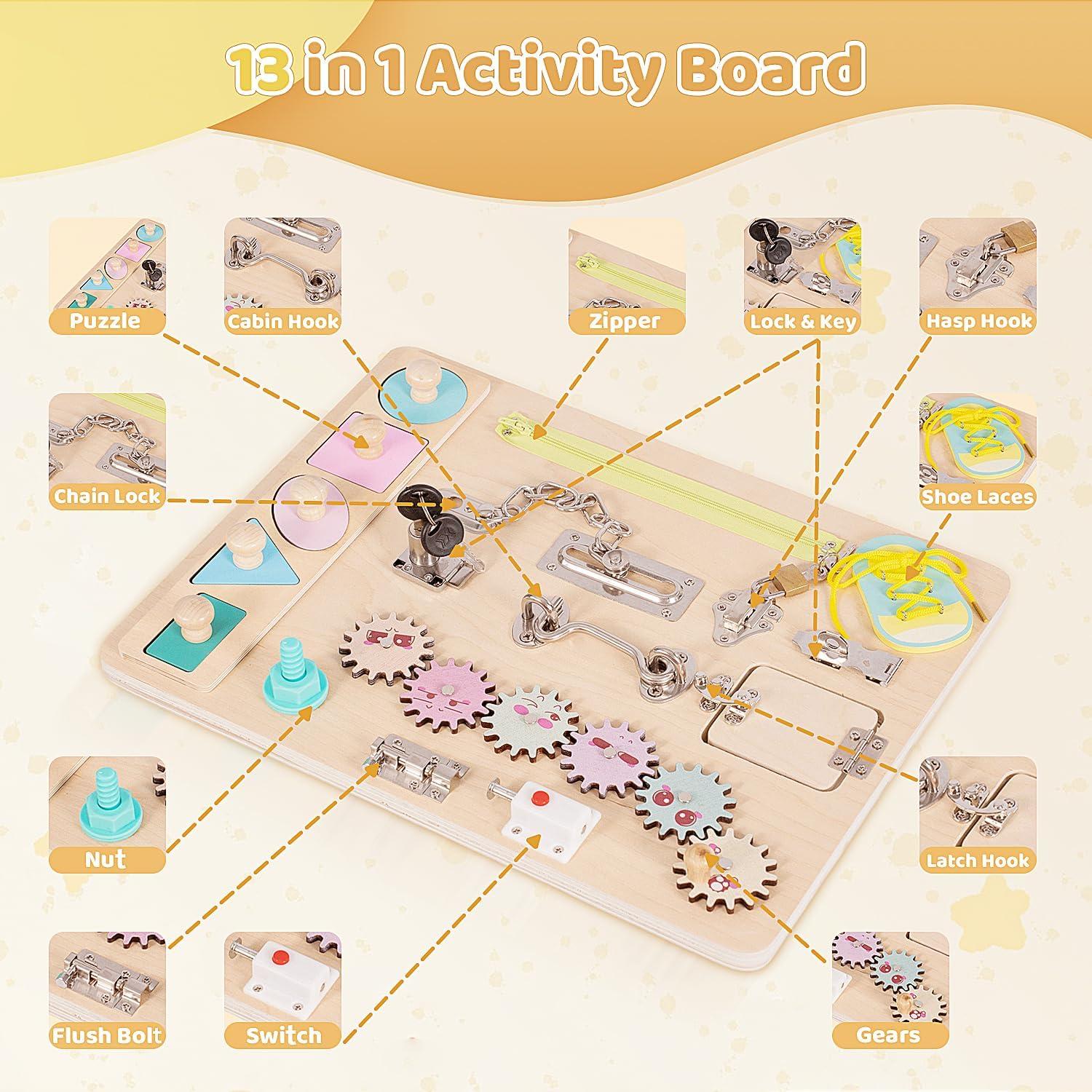 Tablero Sensorial Montessori de Madera para Niños 1.3 kg