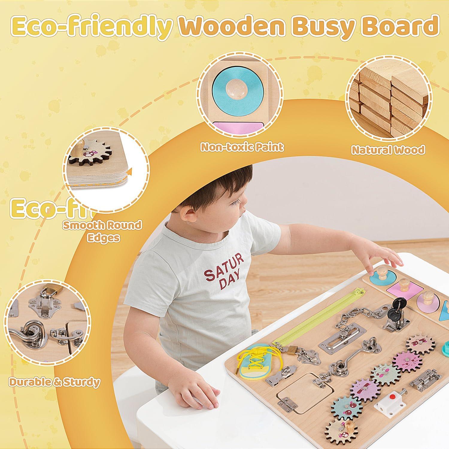Tablero Sensorial Montessori de Madera para Niños 1.3 kg
