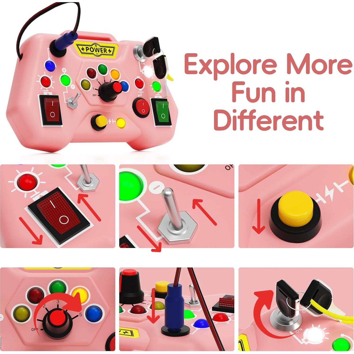 Tablero Ocupado Sensorial LED Alsatic Toys para Niños 1-3 Años