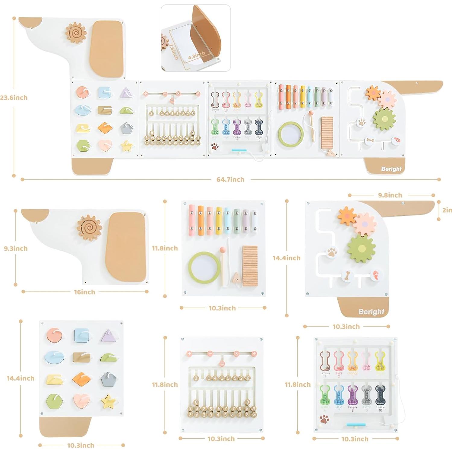 Panel de Actividad Sensorial Montessori Beright para Niños 164x60 cm