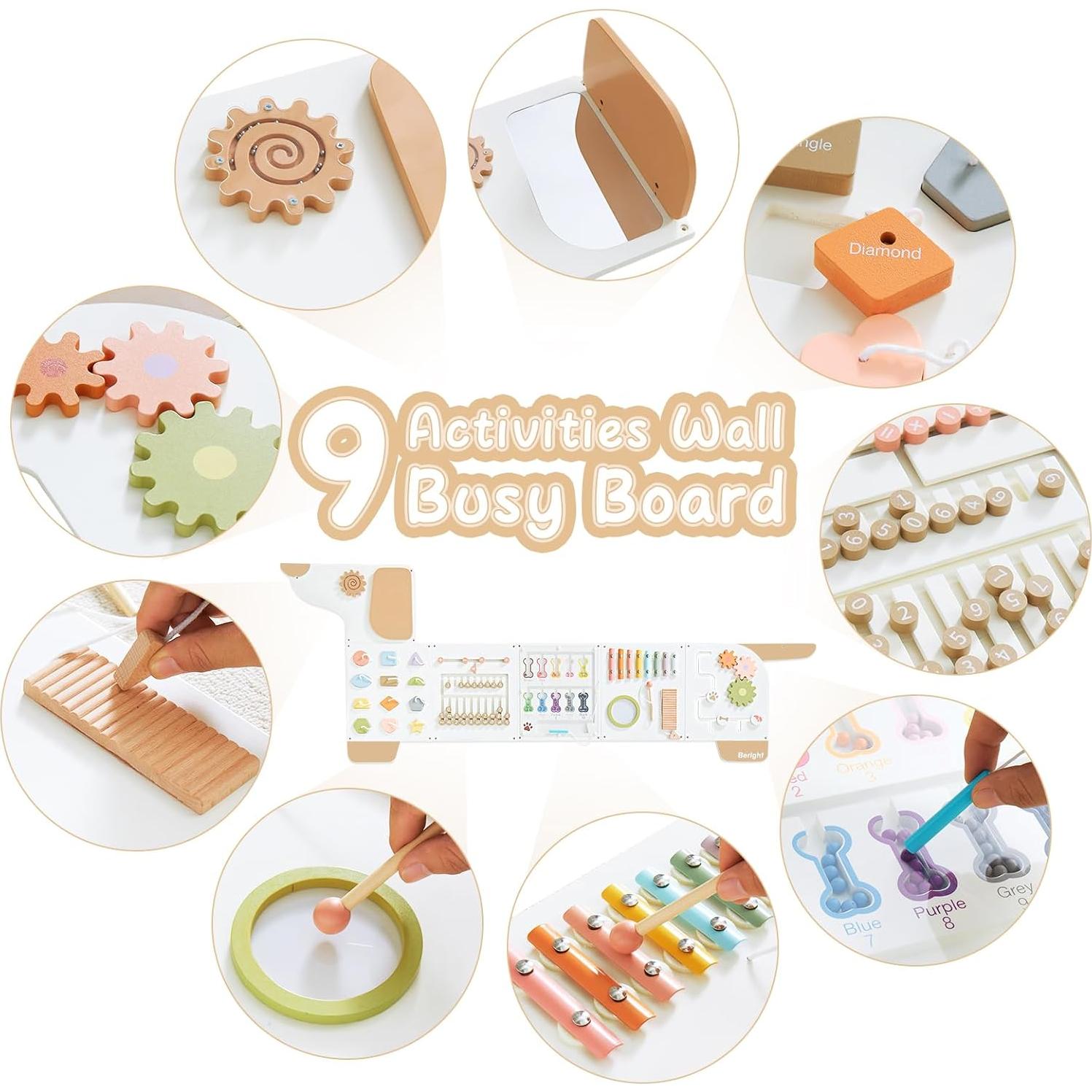 Panel de Actividad Sensorial Montessori Beright para Niños 164x60 cm