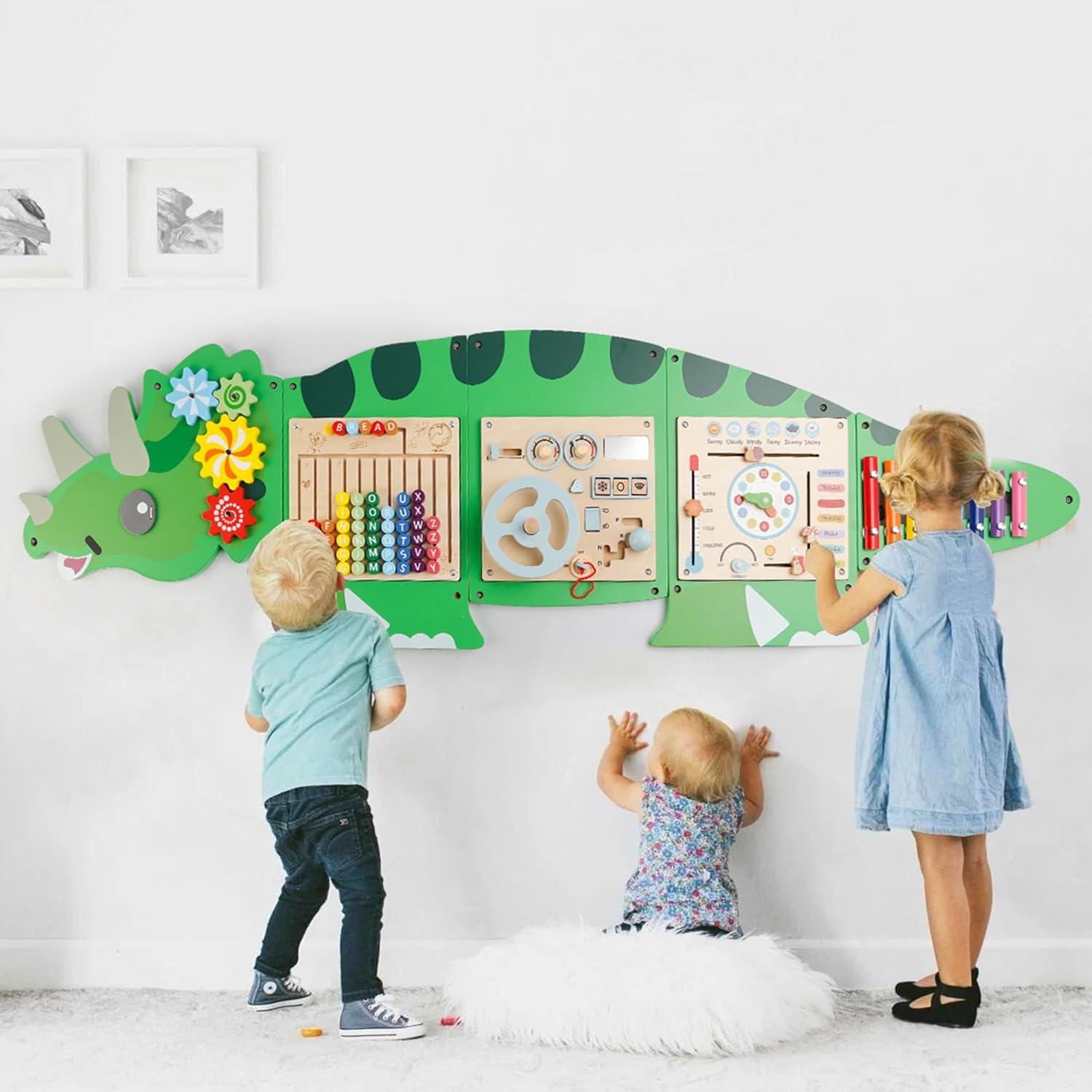 Tablero Ocupado Montessori Triceratops 5 Paneles Sensoriales