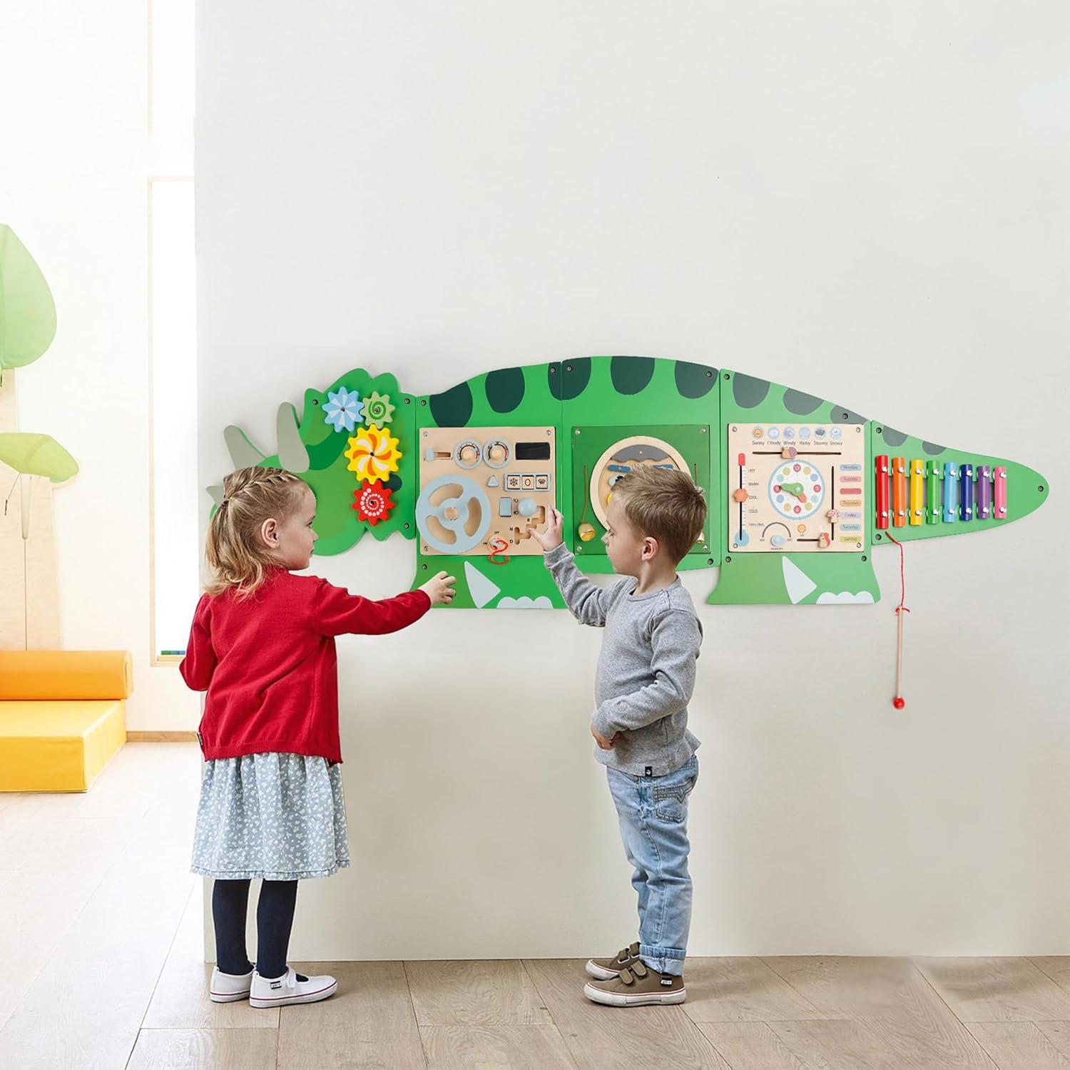 Tablero Ocupado Montessori Triceratops 5 Paneles Sensoriales