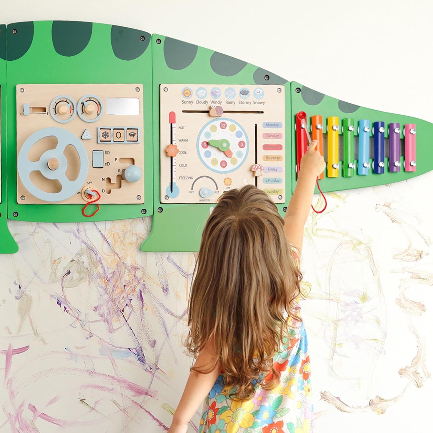 Tablero Ocupado Montessori Triceratops 5 Paneles Sensoriales