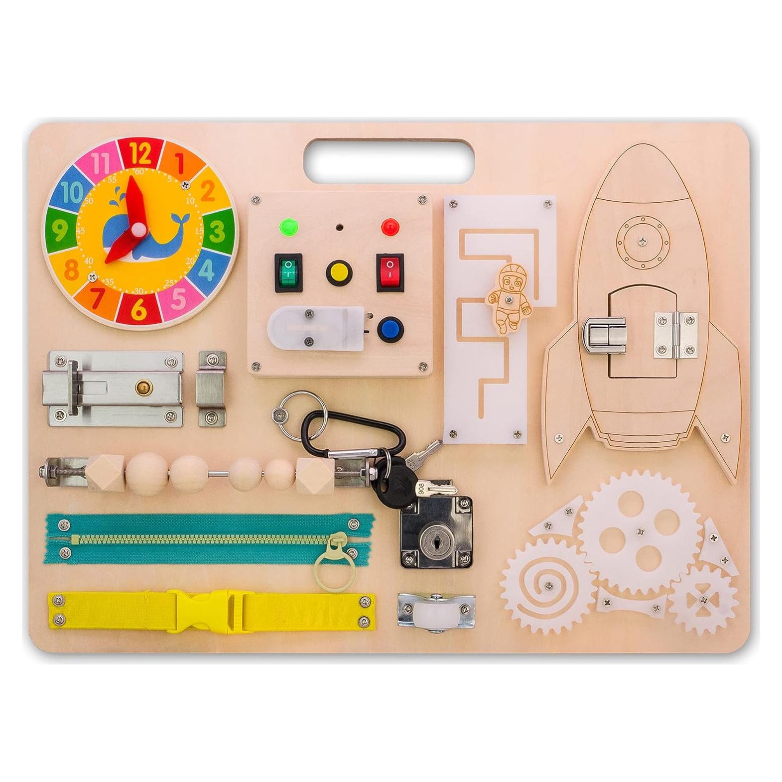 Tablero Sensorial Montessori BSM para Niños 1-3 Años con Luz