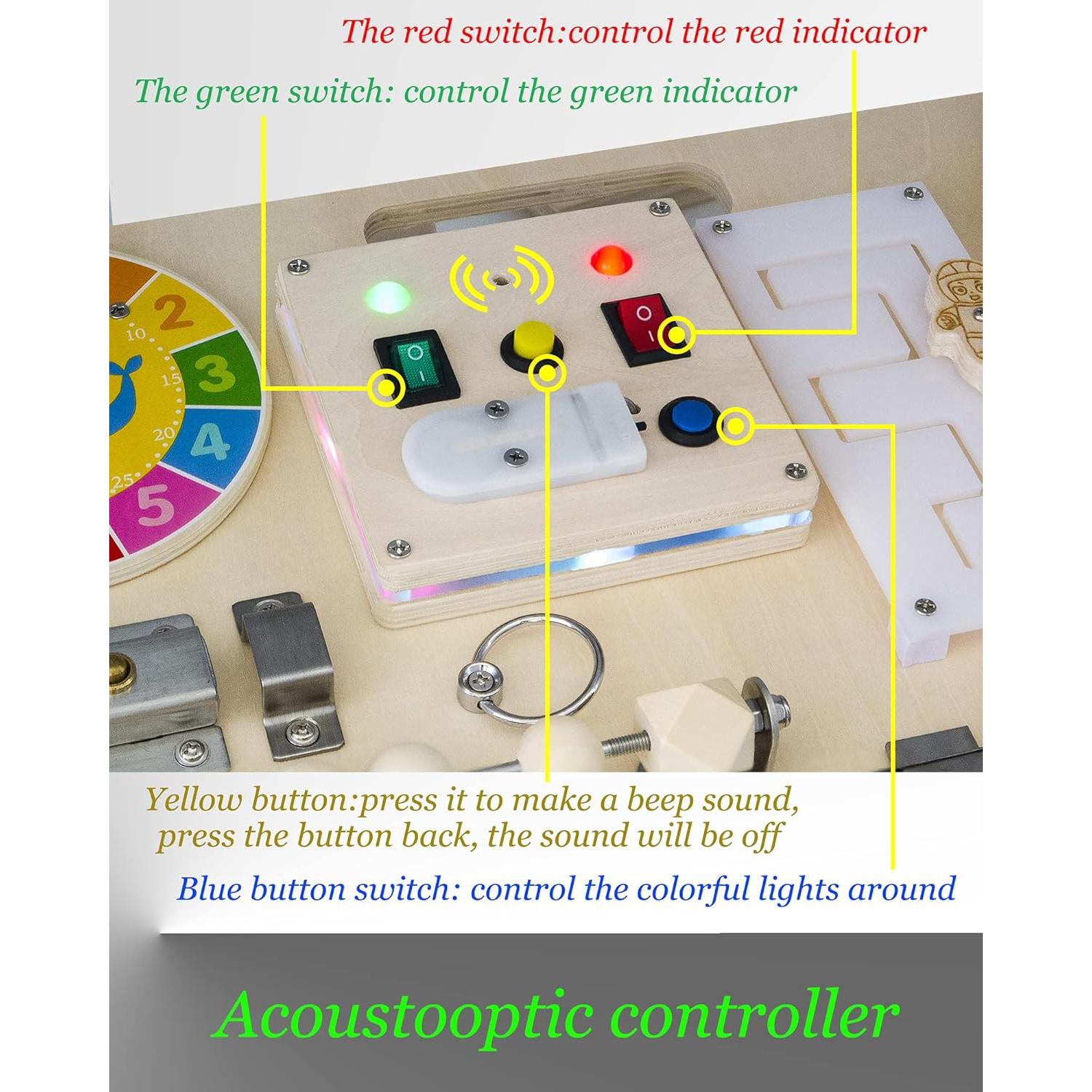Tablero Sensorial Montessori BSM para Niños 1-3 Años con Luz