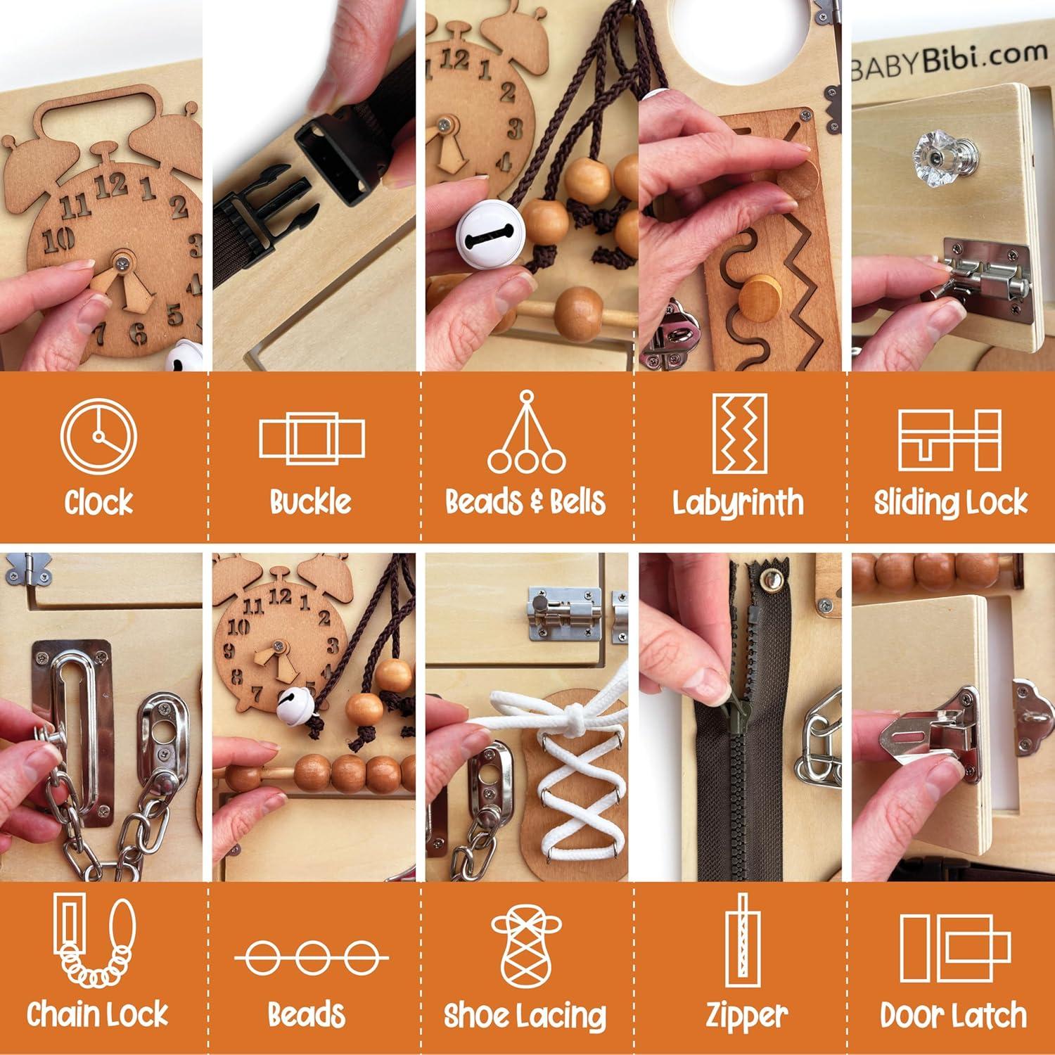 Tablero Ocupado Montessori BabyBibi 10 en 1 para Niños 3-8 Años