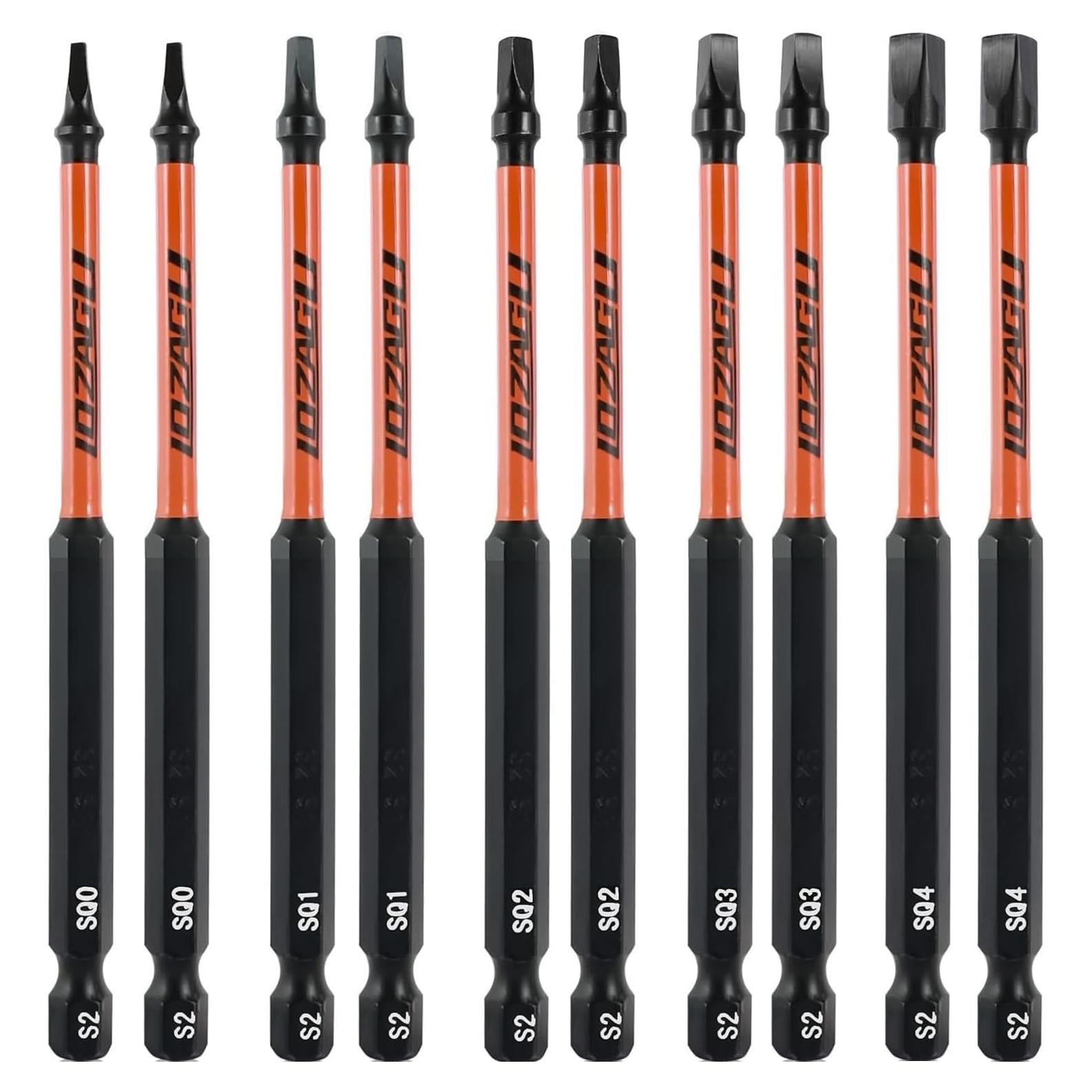 Juego de 10 Puntas Cuadradas LOZAGU de Acero S2 10.16 cm