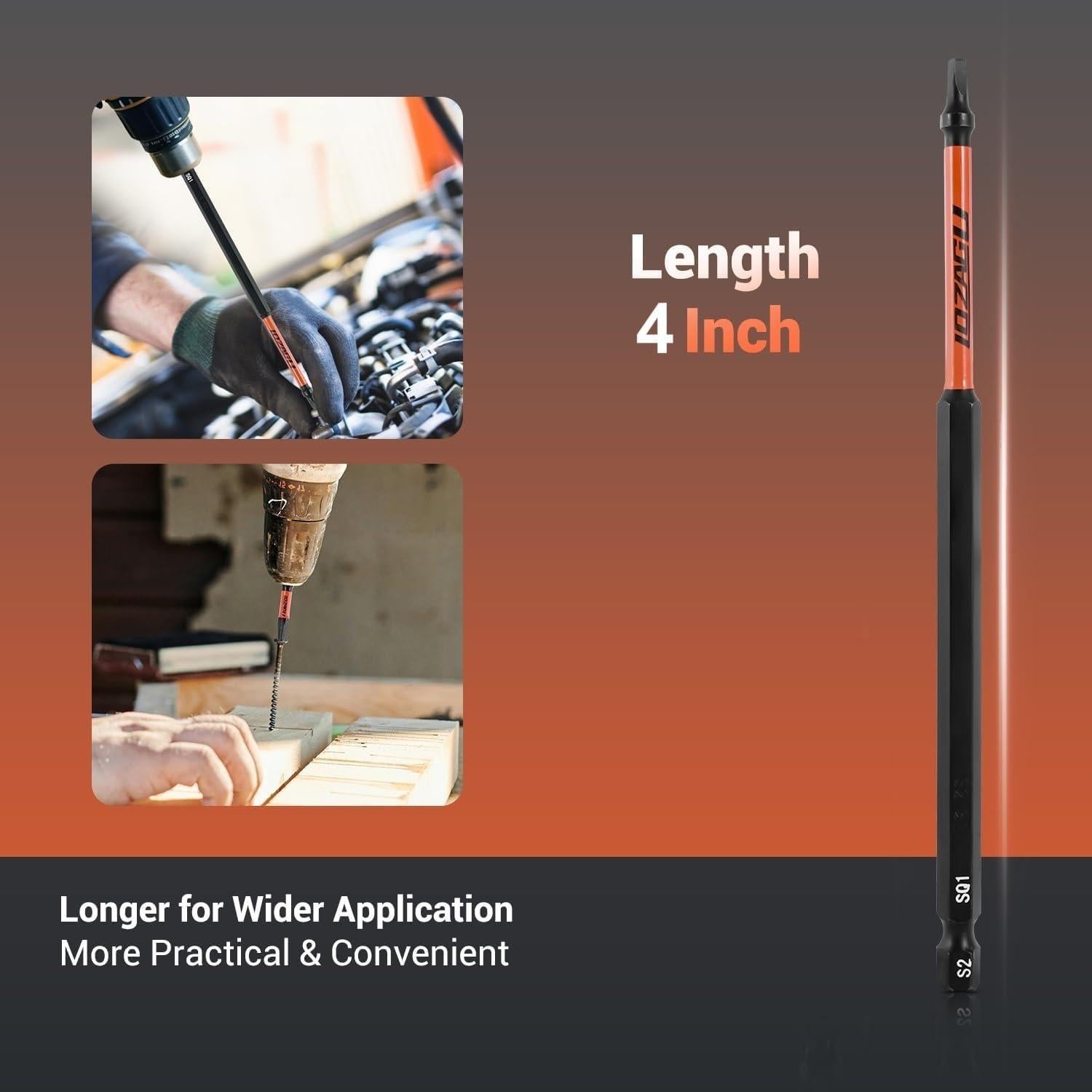 Juego de 10 Puntas Cuadradas LOZAGU de Acero S2 10.16 cm