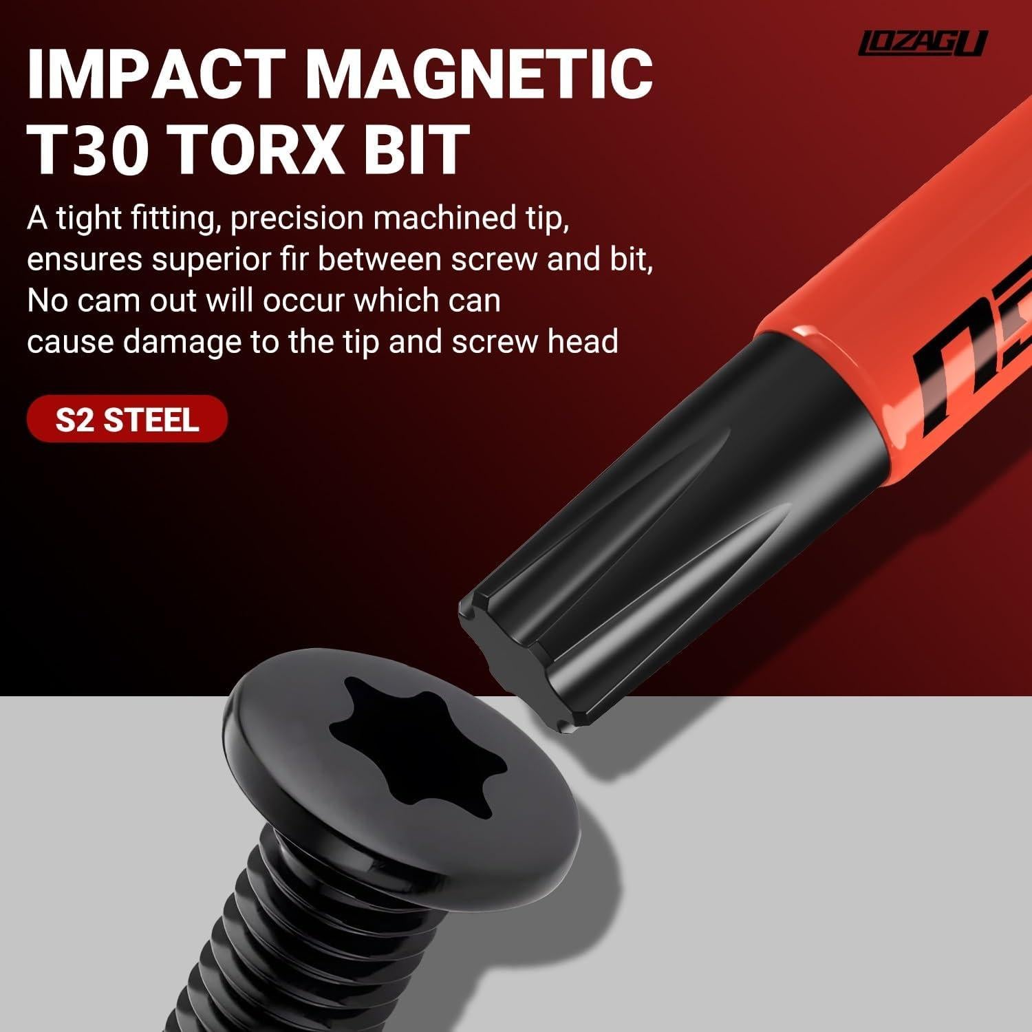 Juego de 10 Puntas Torx T30 Magnéticas 50-152mm Acero S2