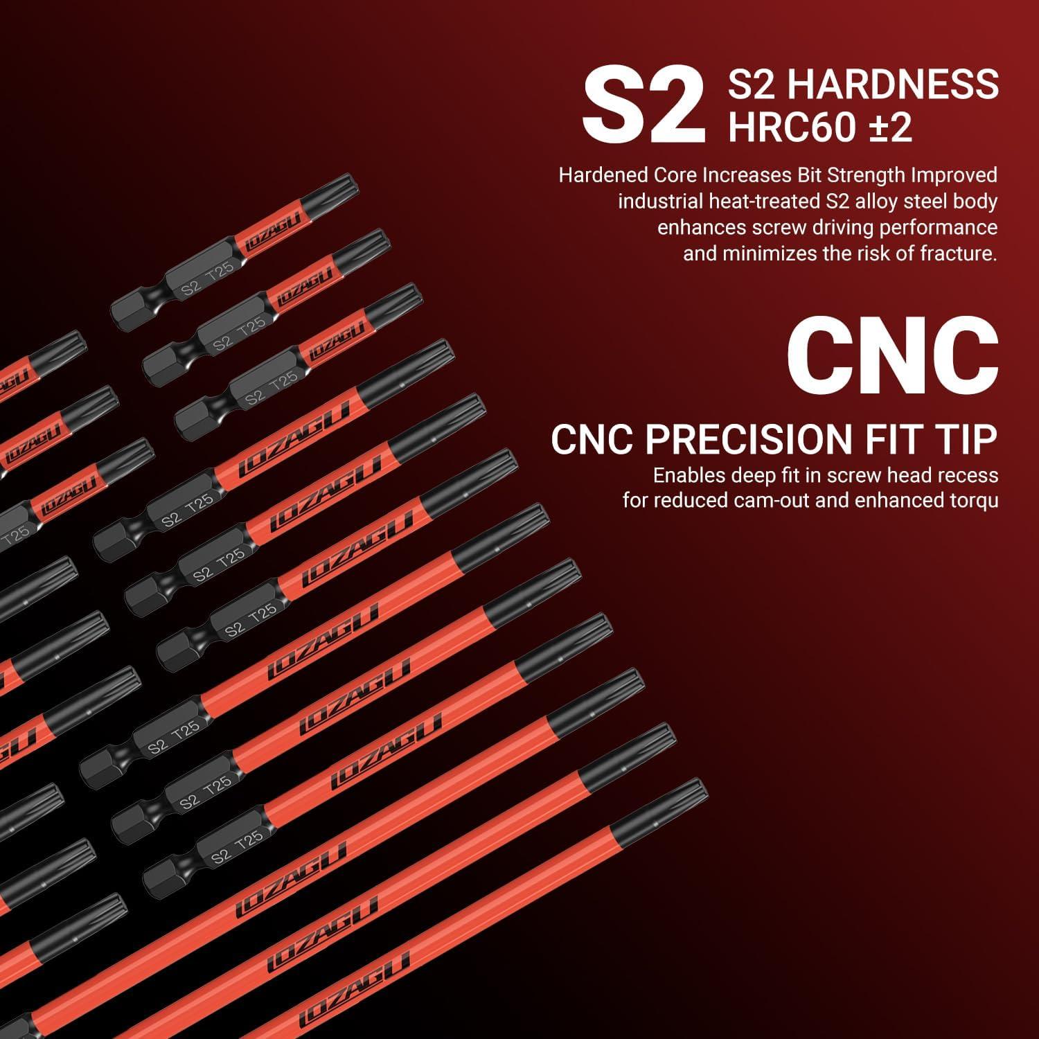 Juego de 10 Puntas Torx T30 Magnéticas 50-152mm Acero S2