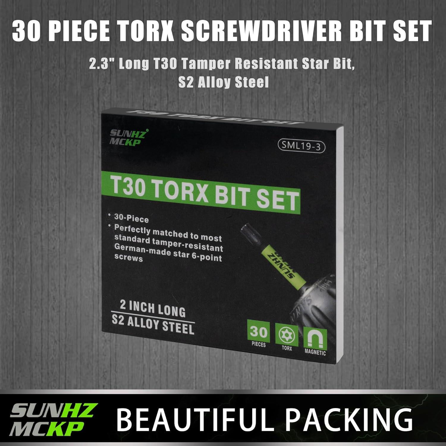 Juego de Puntas Torx Impacto SUNHZMCKP 30 Piezas T30