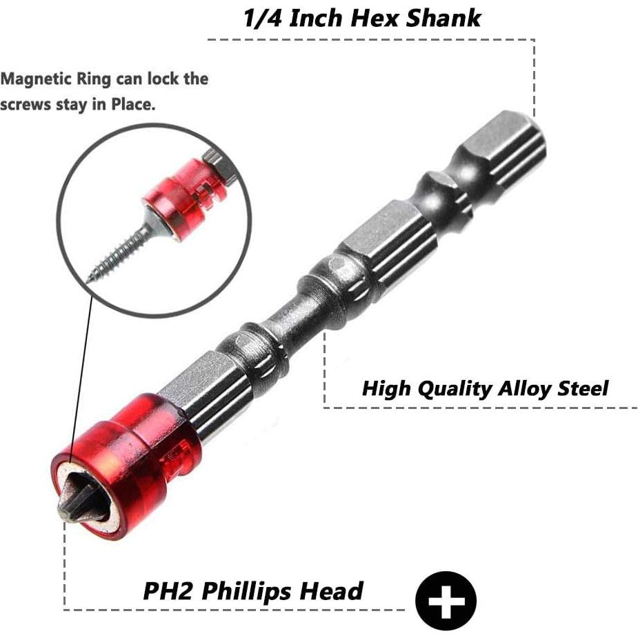 Juego de 10 Puntas de Destornillador Magnéticas Mesee PH2
