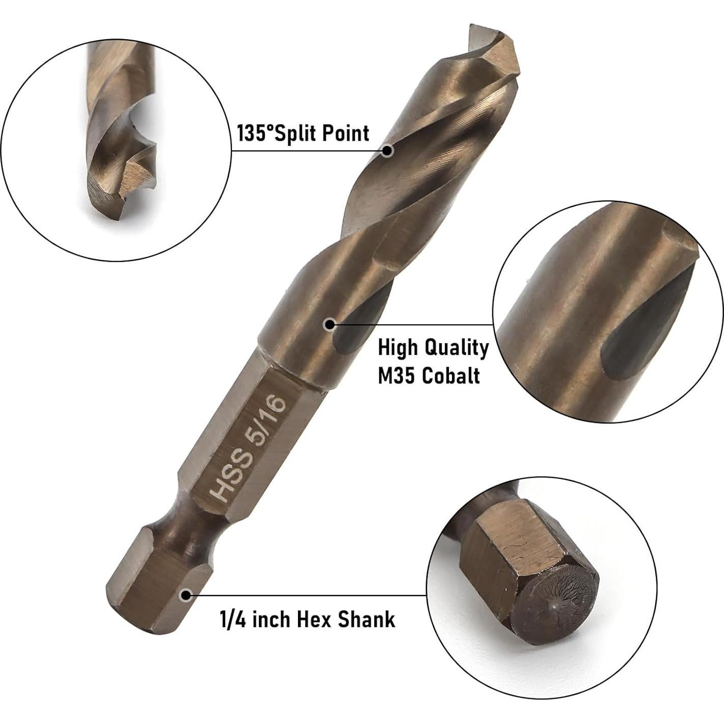 Juego de Brocas Hexagonales M35 Kodilin 6 Piezas para Metales