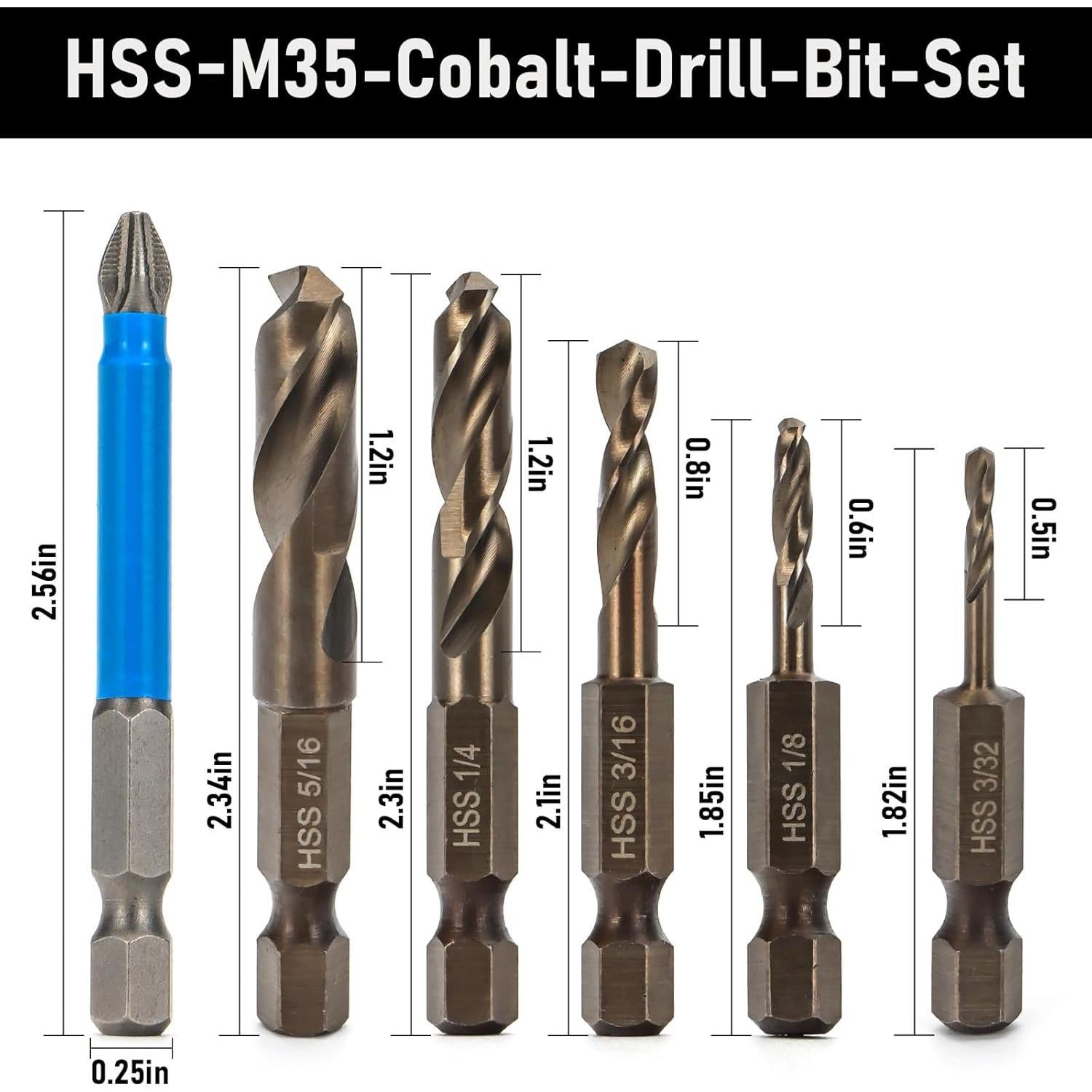 Juego de Brocas Hexagonales M35 Kodilin 6 Piezas para Metales