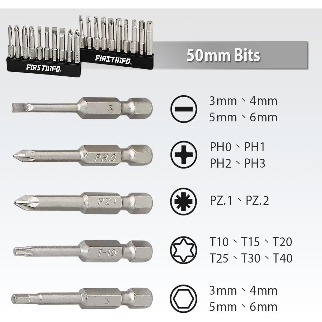 Set de Puntas de Destornillador Firstinfo H5199D - 20 Piezas Acero S2