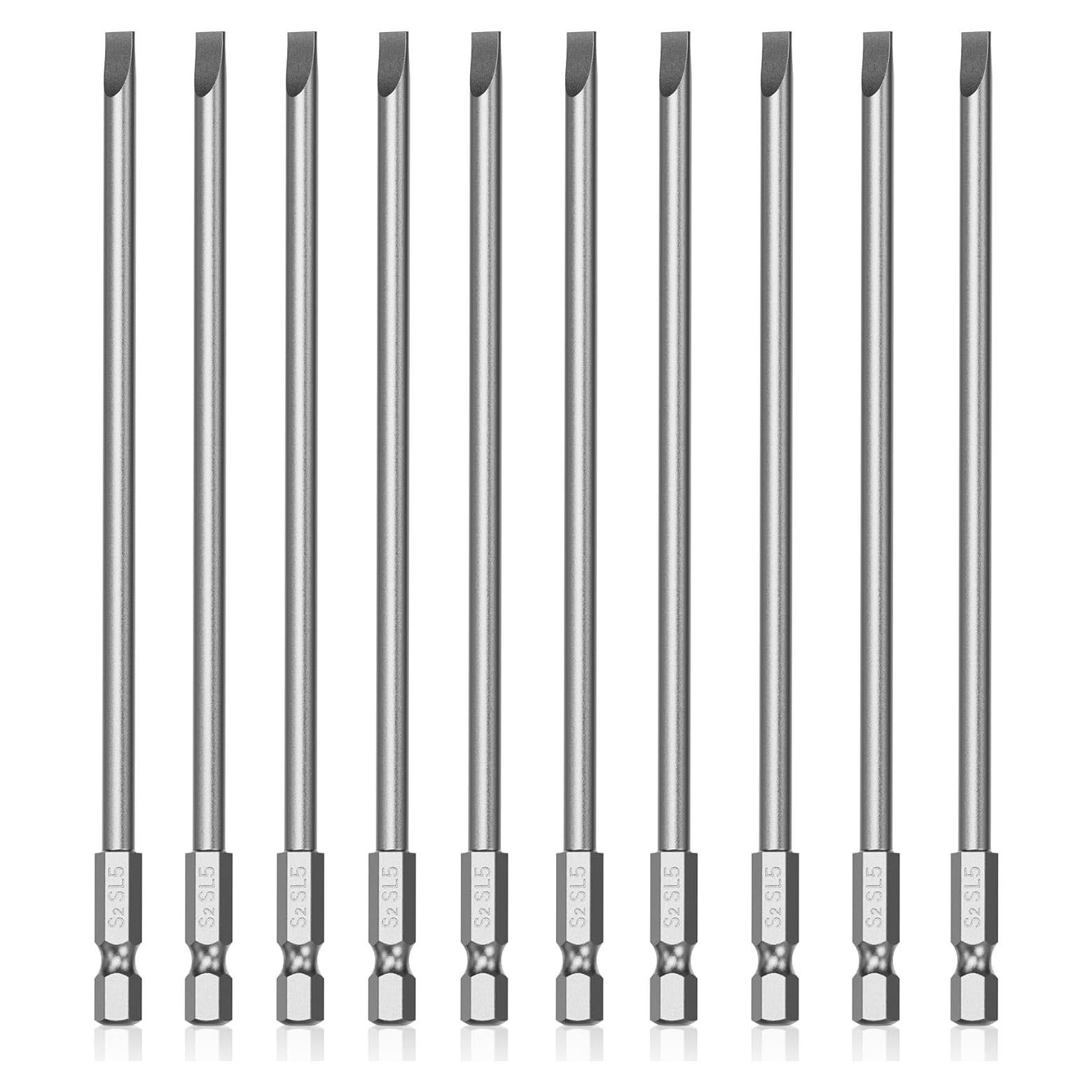 10 Puntas de Destornillador SL5 Magnéticas FOCMKEAS 150mm
