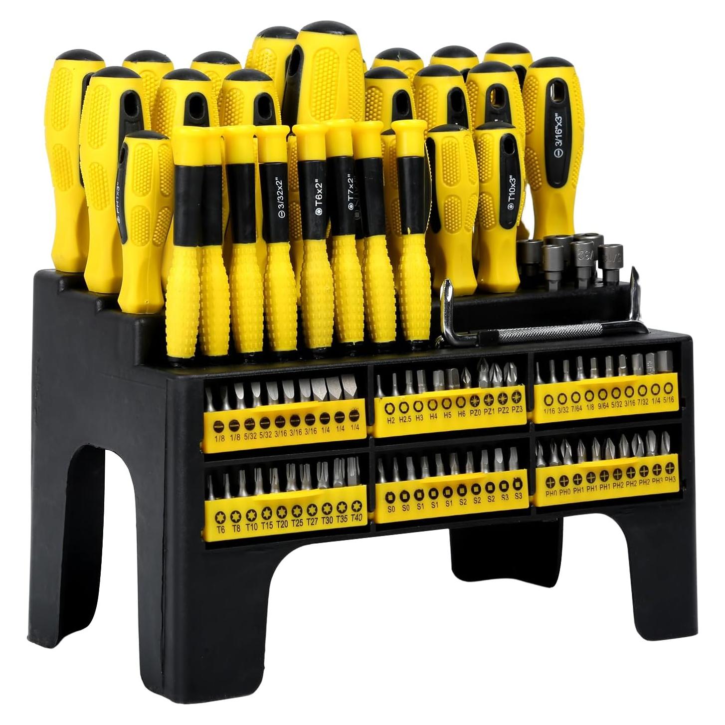 Juego de Destornilladores Jadeshay 100 Piezas con Estante