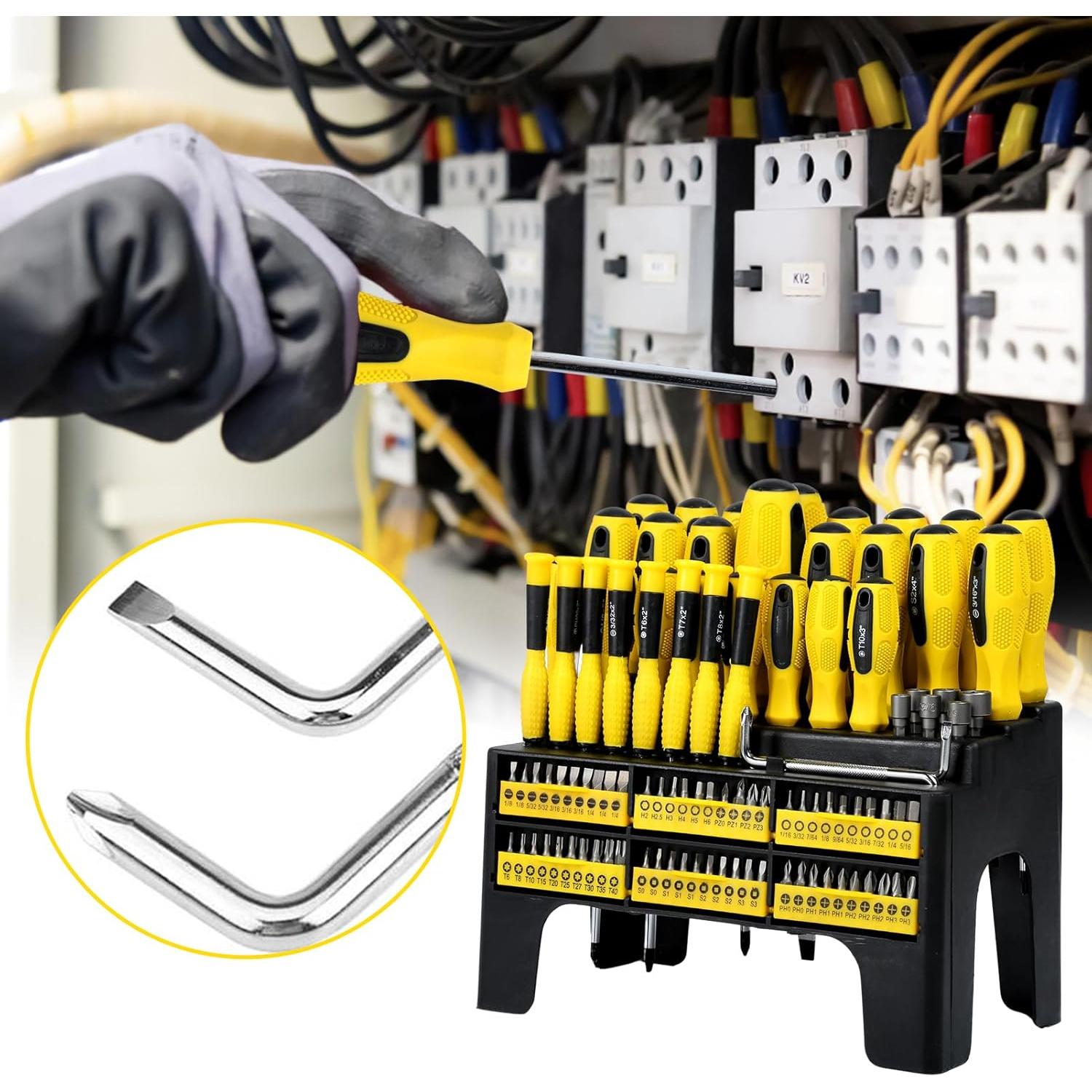 Juego de Destornilladores Jadeshay 100 Piezas con Estante