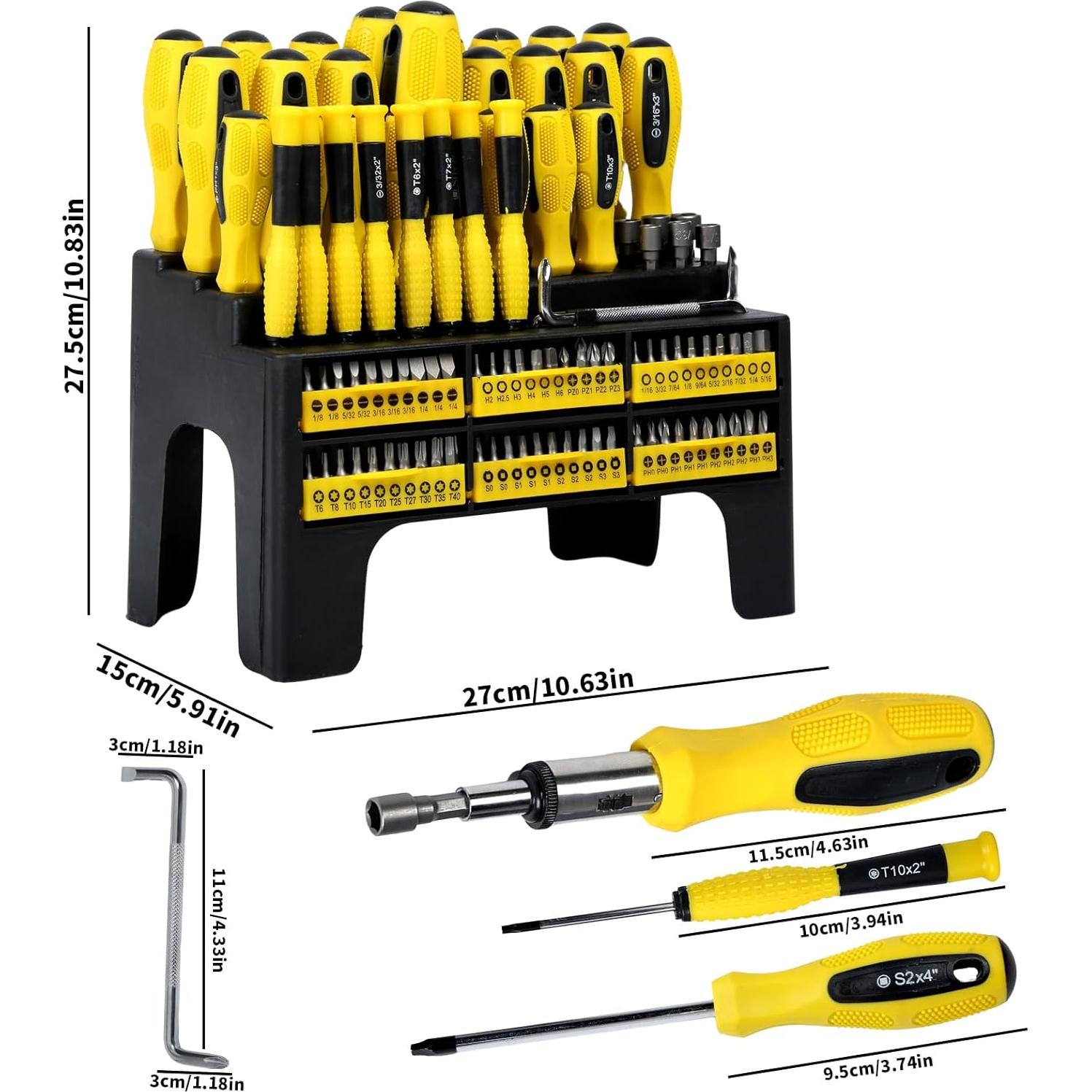 Juego de Destornilladores Jadeshay 100 Piezas con Estante