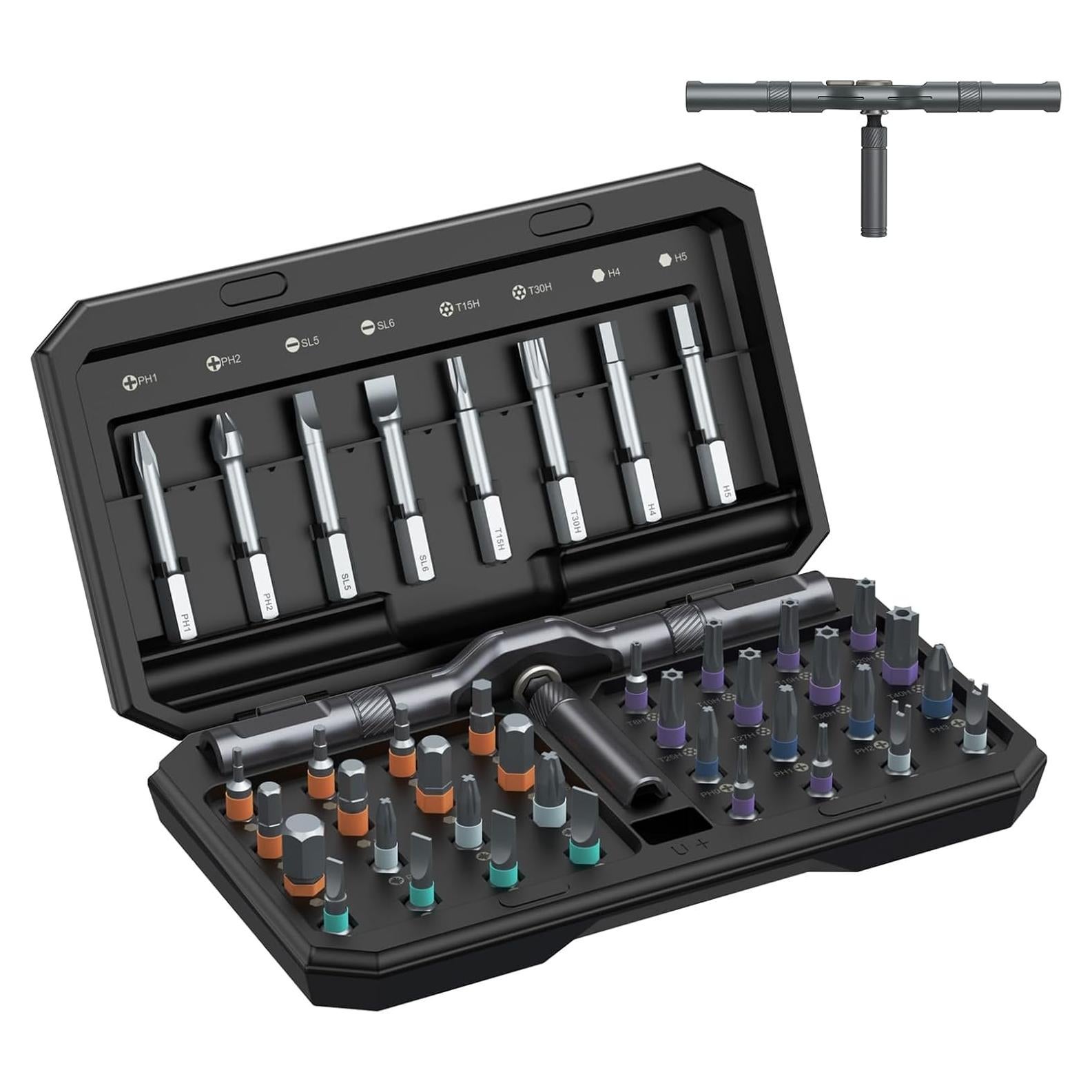 Kit de Destornilladores 42 en 1 ORIA con Mango de Carraca y Puntas Magnéticas