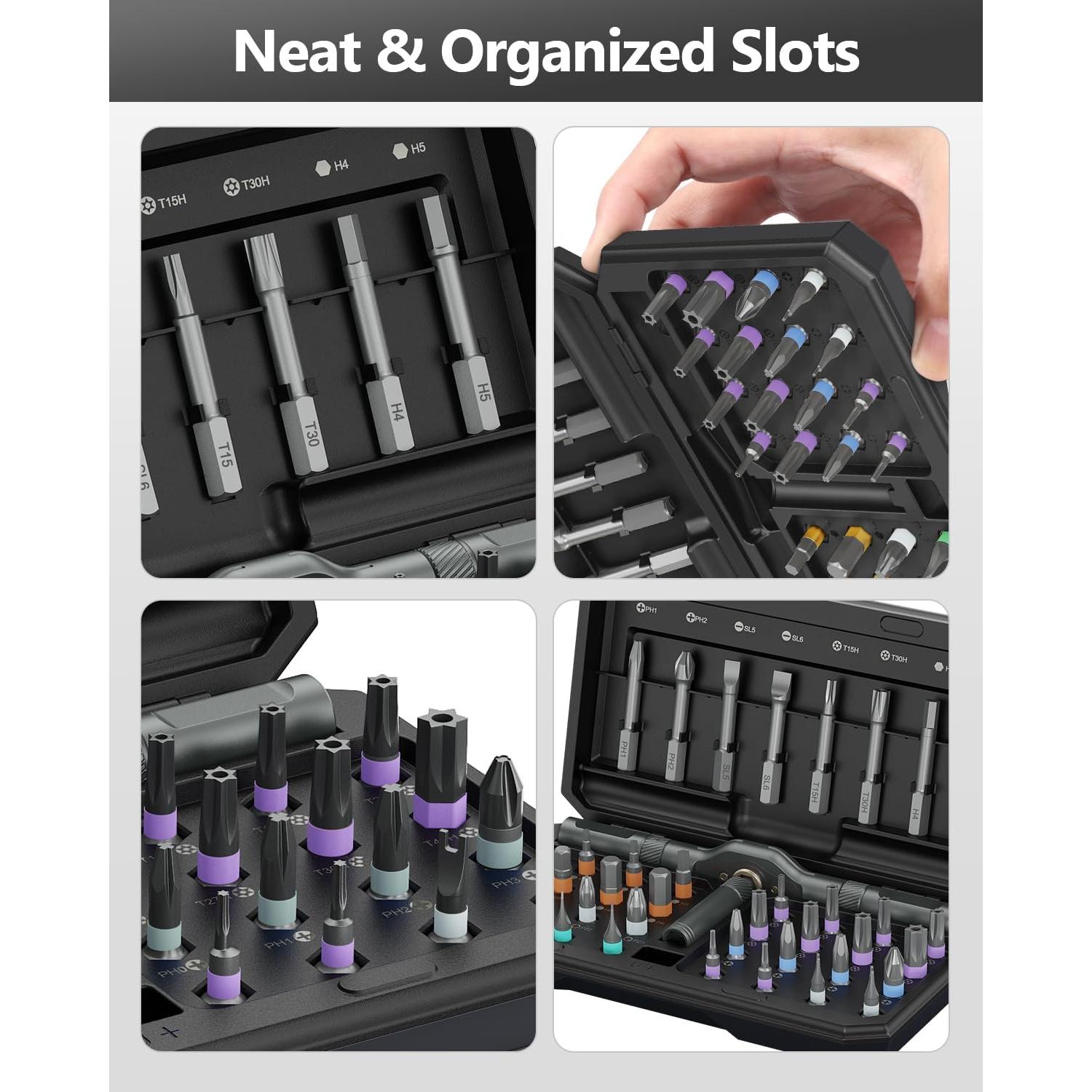 Kit de Destornilladores 42 en 1 ORIA con Mango de Carraca y Puntas Magnéticas