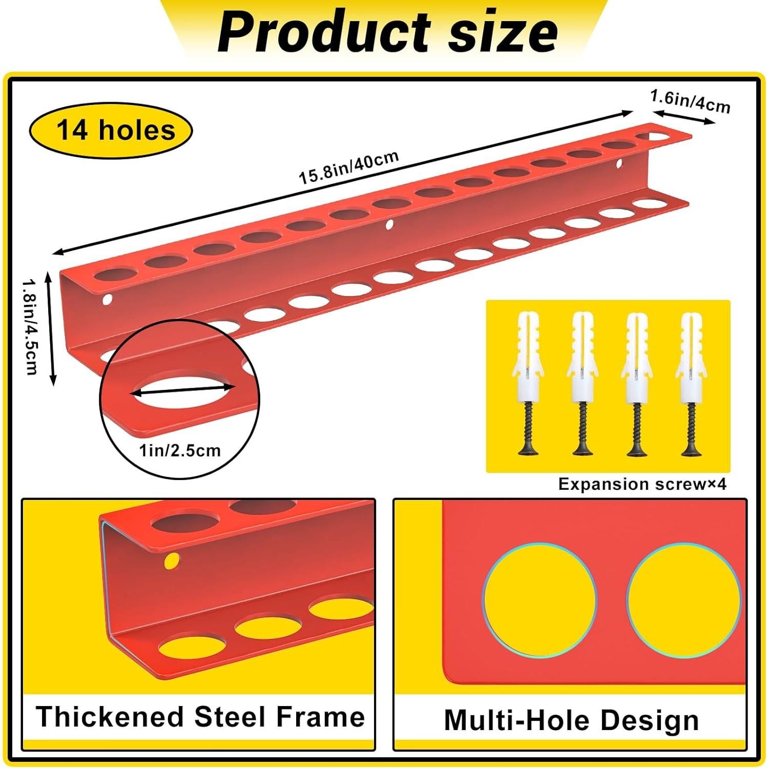 Organizador de Herramientas Montado en Pared jsyonii Rojo 14 Agujeros