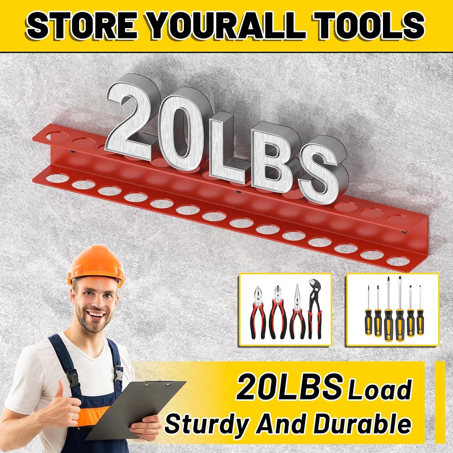 Organizador de Herramientas Montado en Pared jsyonii Rojo 14 Agujeros