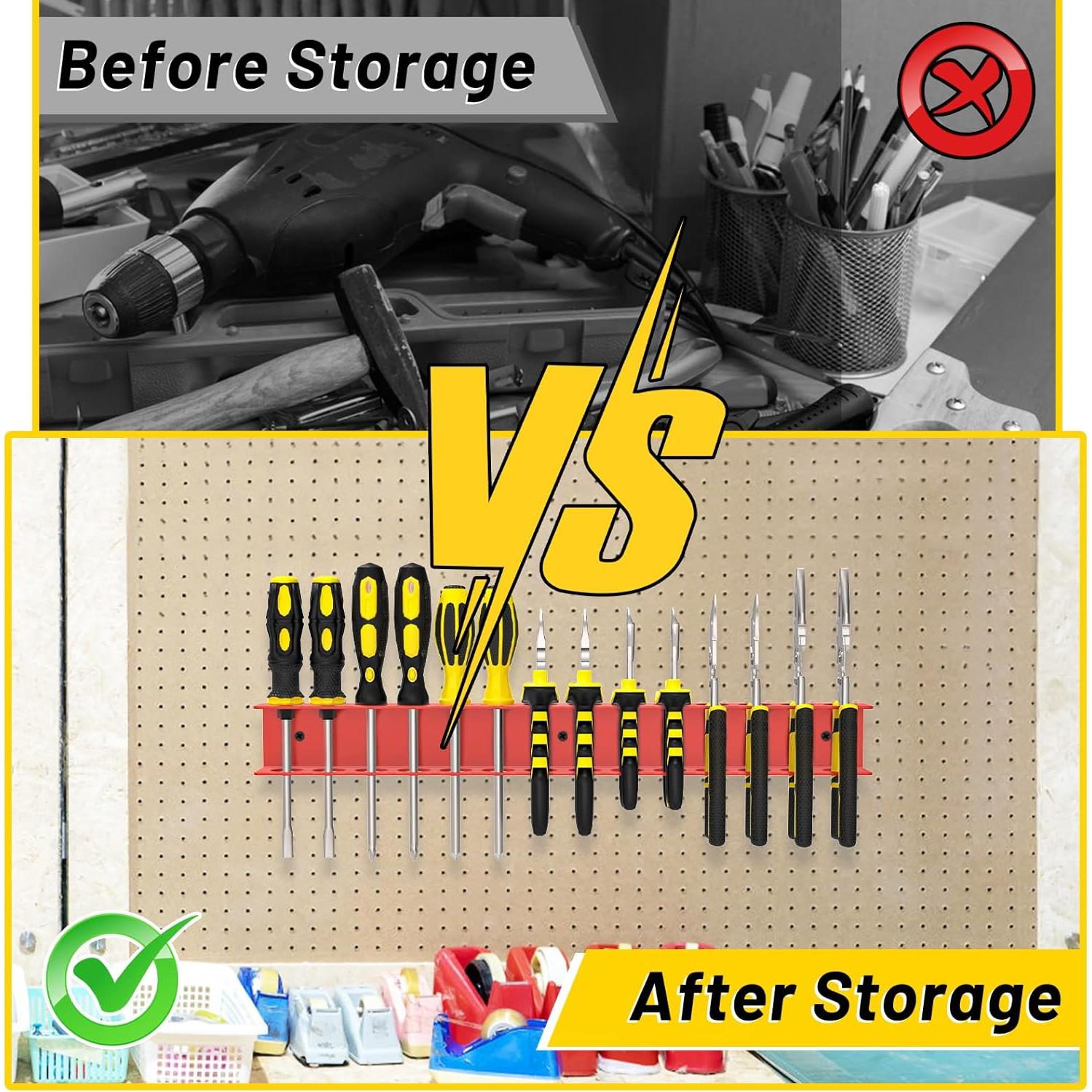 Organizador de Herramientas Montado en Pared jsyonii Rojo 14 Agujeros