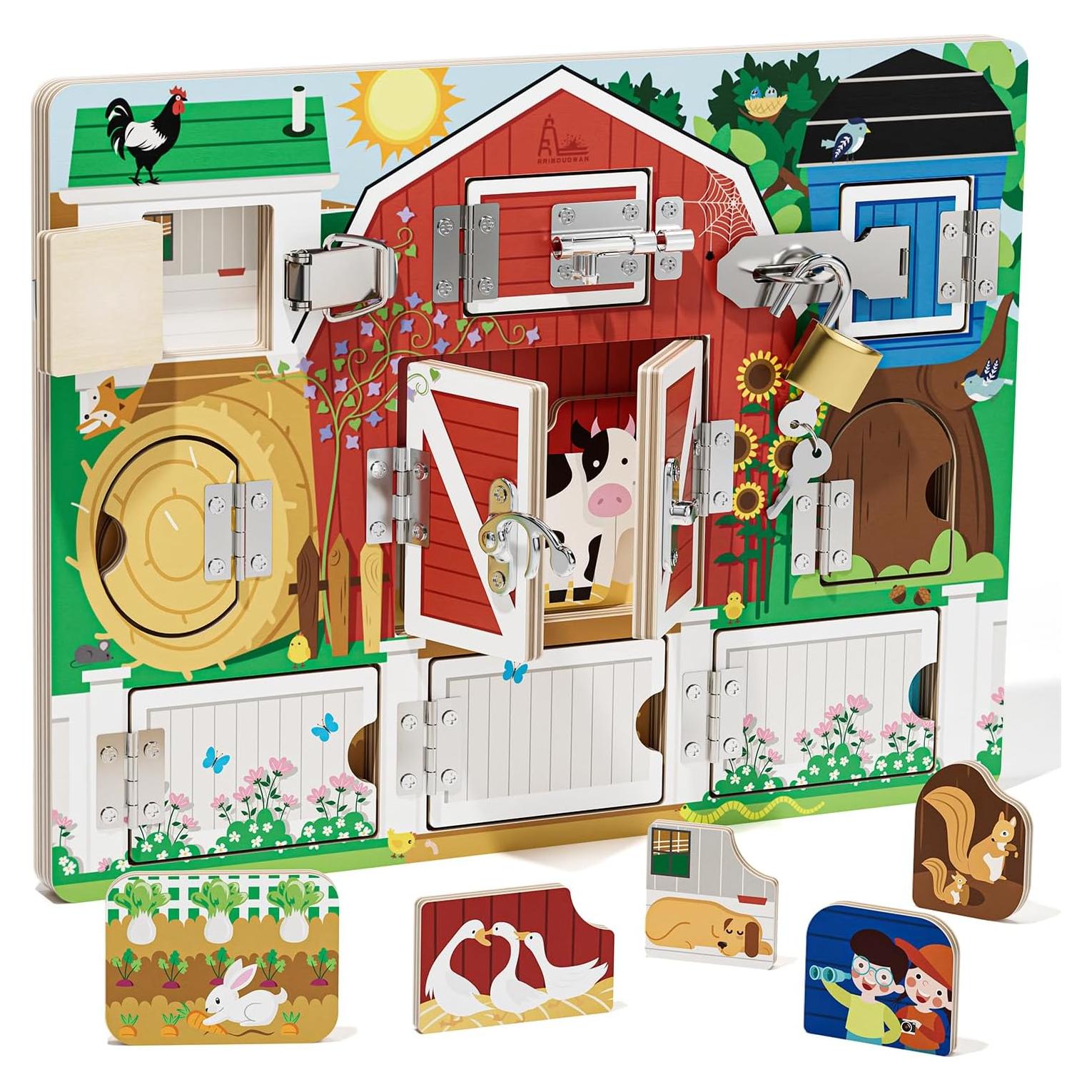 Tablero Ocupado de Madera RRIBOUDWAN para Niños 1-4 Años