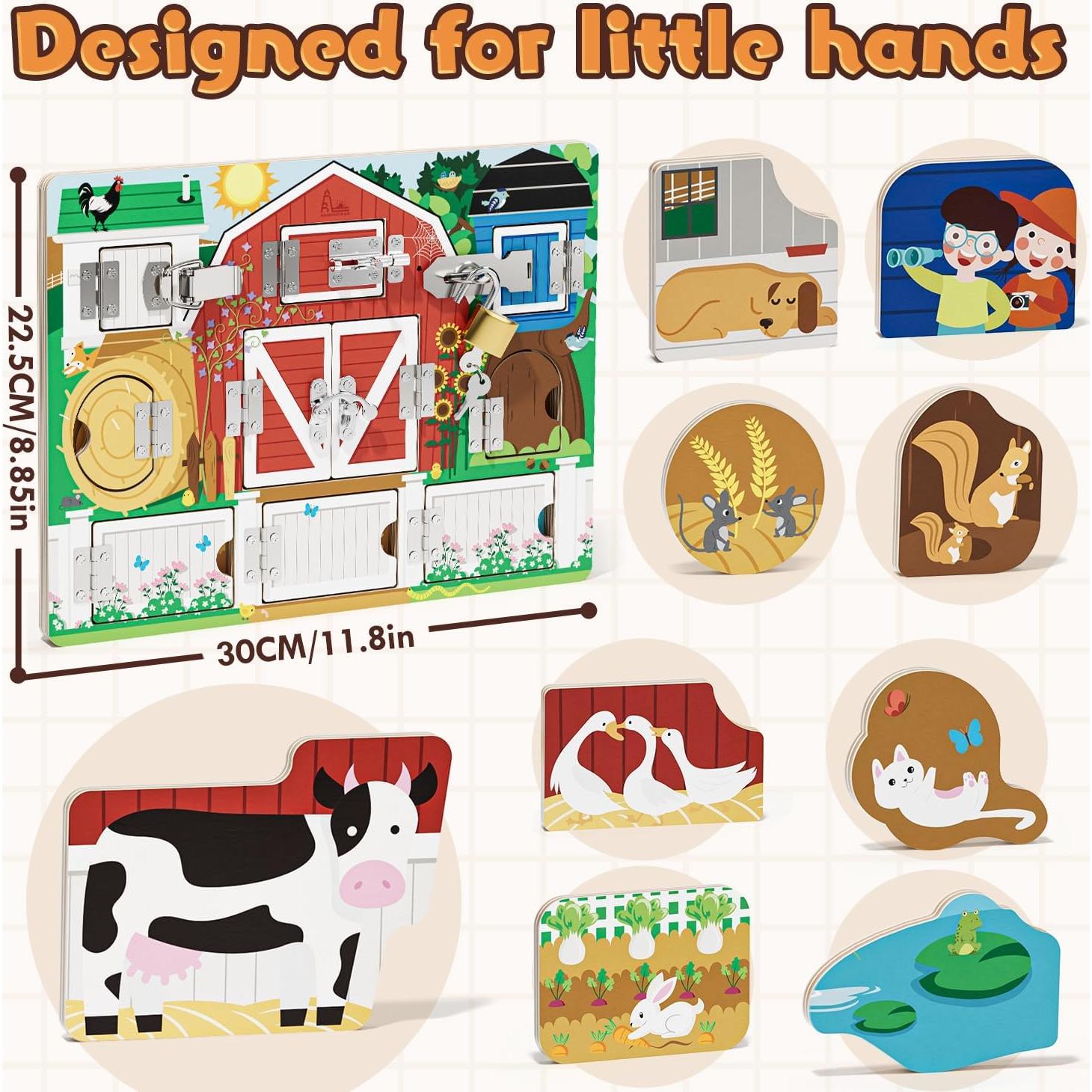 Tablero Ocupado de Madera RRIBOUDWAN para Niños 1-4 Años