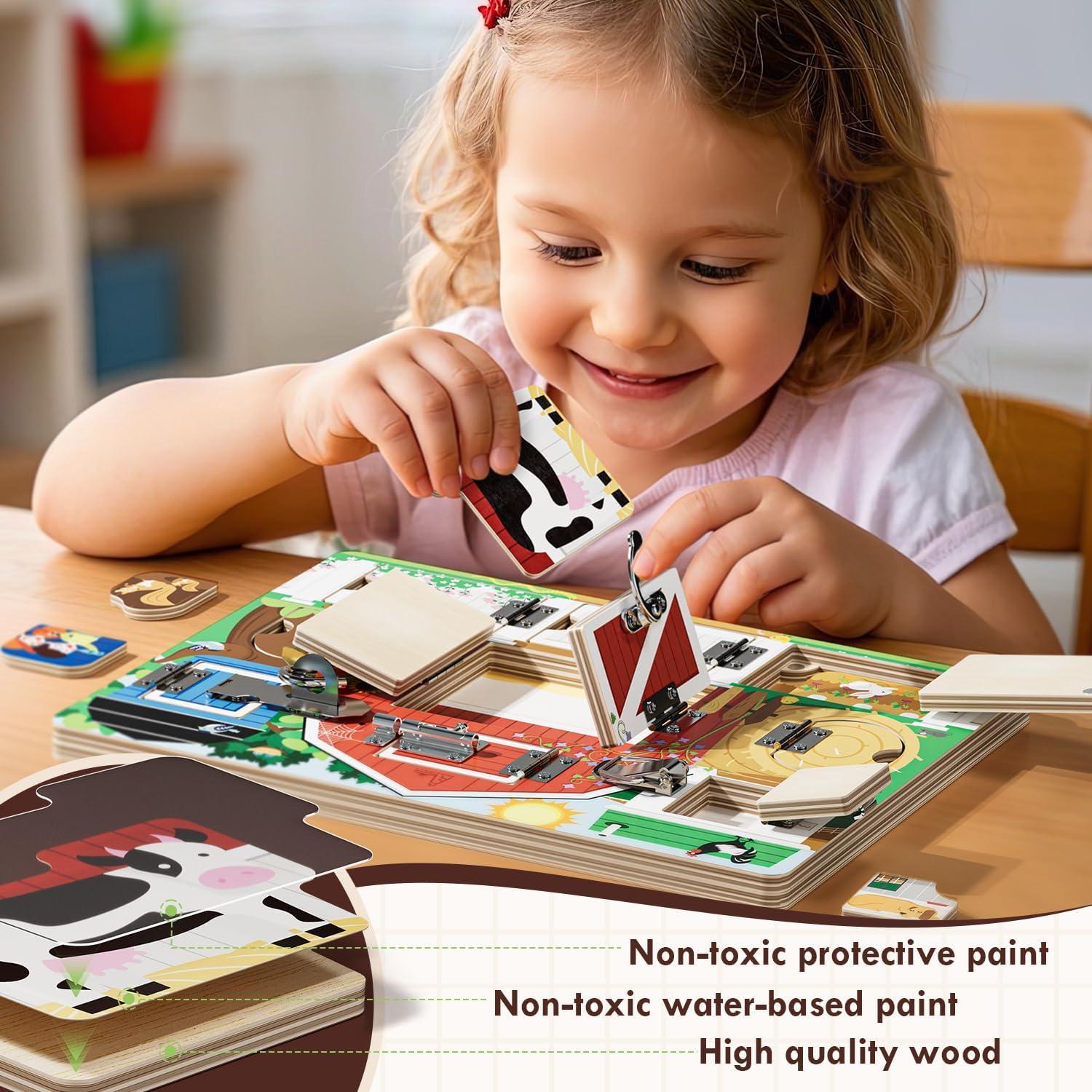 Tablero Ocupado de Madera RRIBOUDWAN para Niños 1-4 Años