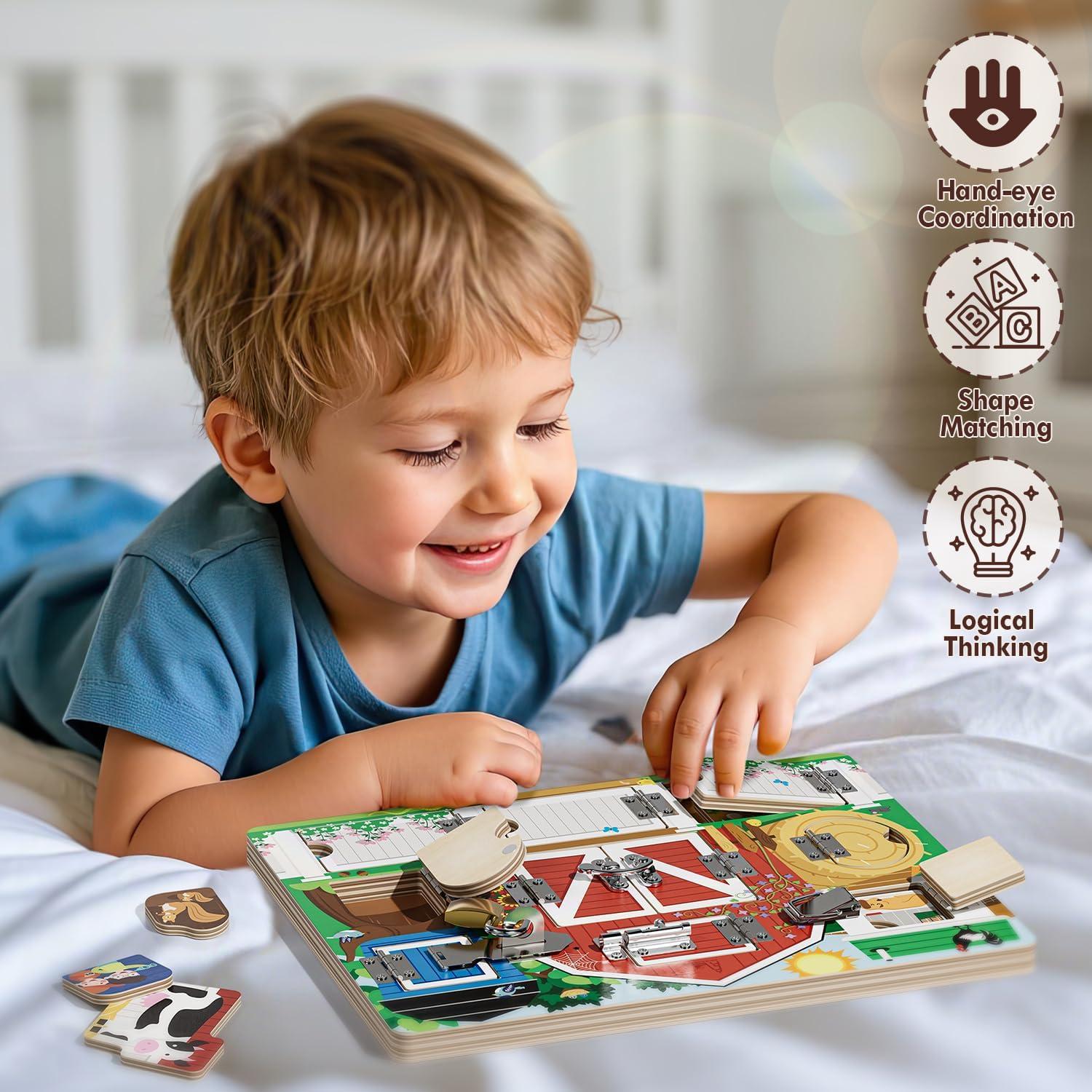 Tablero Ocupado de Madera RRIBOUDWAN para Niños 1-4 Años