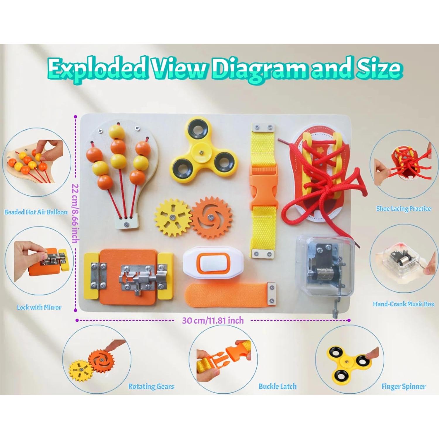 Tablero Ocupado Montessori de Madera para Niños 1-3 Años