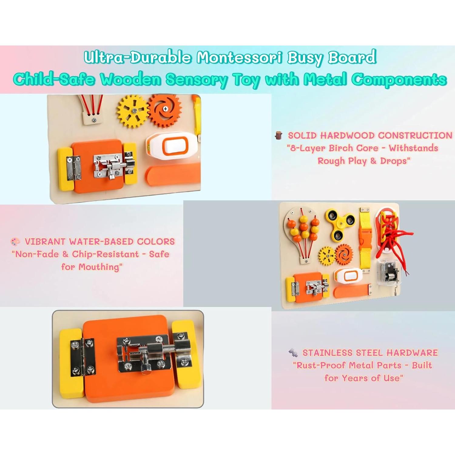 Tablero Ocupado Montessori de Madera para Niños 1-3 Años