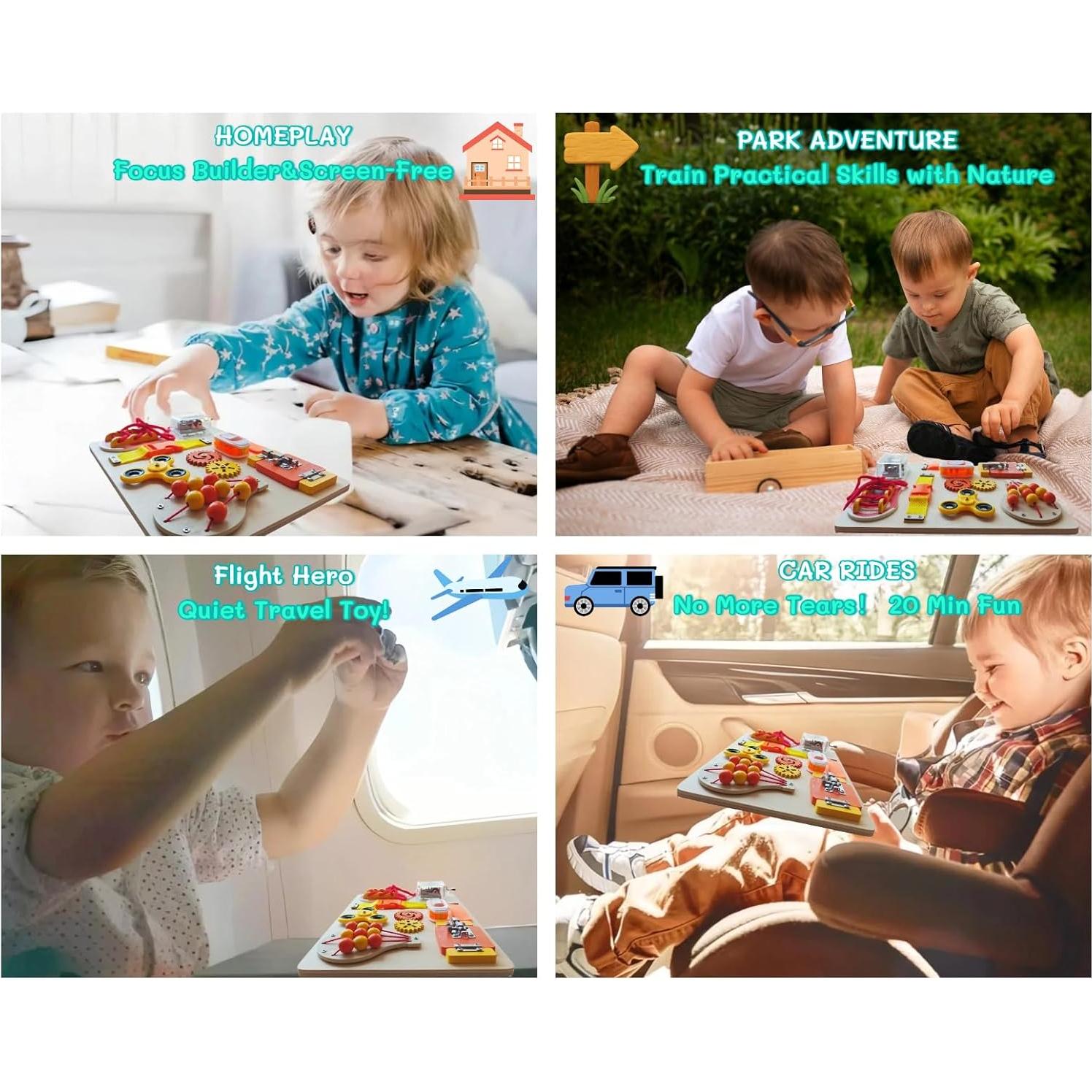 Tablero Ocupado Montessori de Madera para Niños 1-3 Años