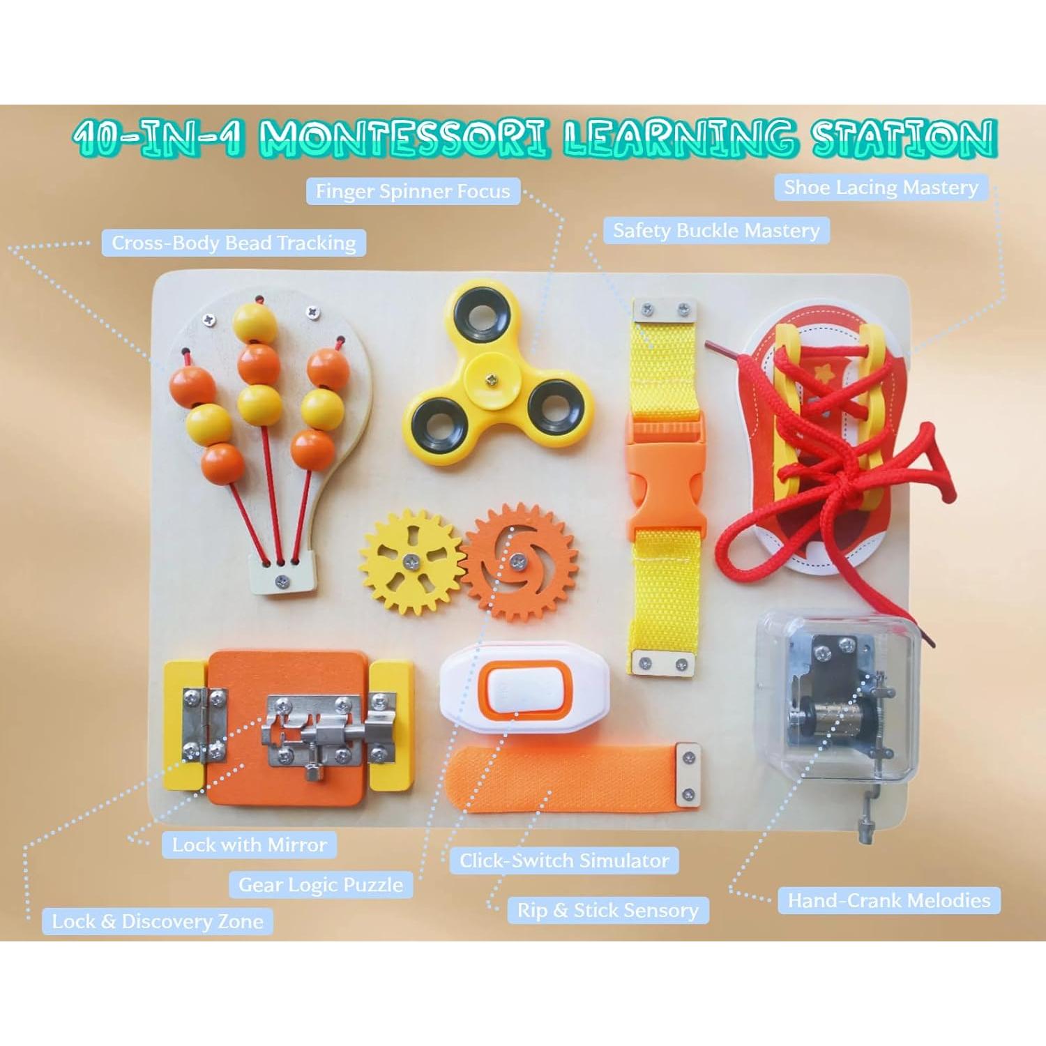 Tablero Ocupado Montessori de Madera para Niños 1-3 Años