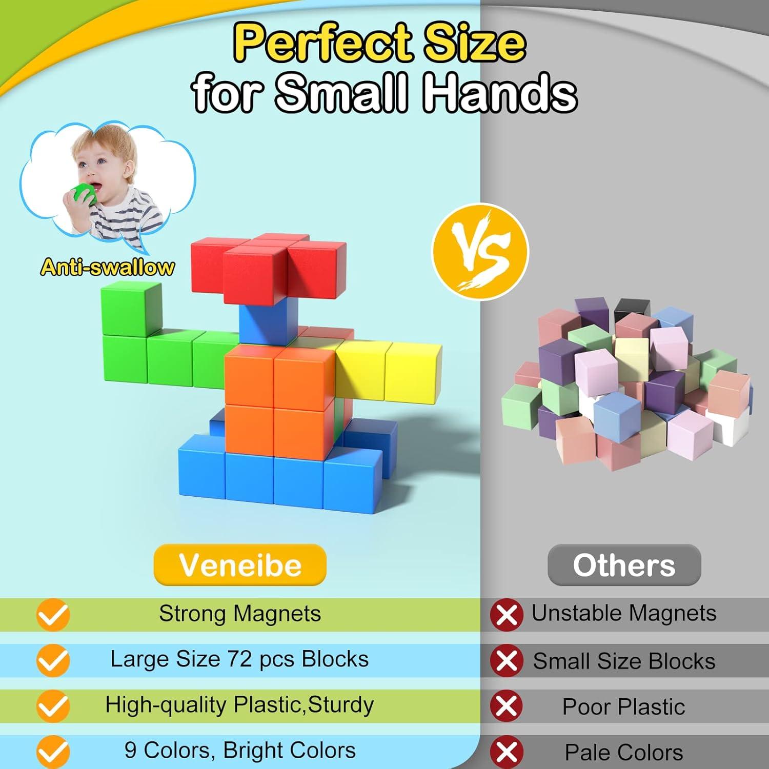 72 Bloques Magnéticos para Niños - Juguete Educativo Montessori