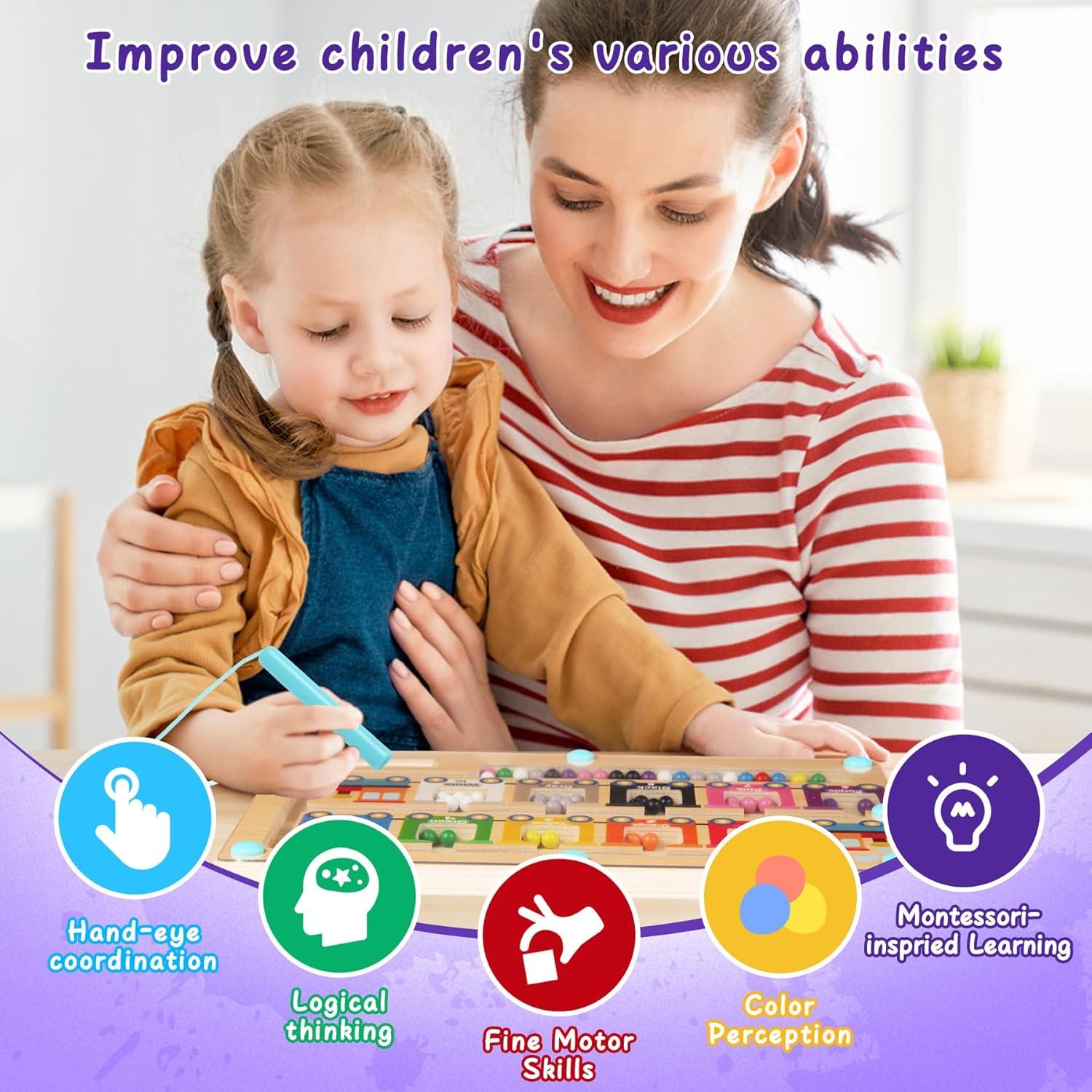 Rompecabezas Magnético de Madera iFunLong para Niños 3-5 Años