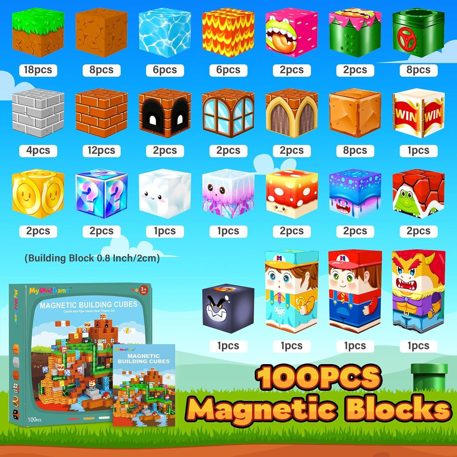 Bloques Magnéticos MyWodGame 100PCS Juguetes Educativos 3-16 Años