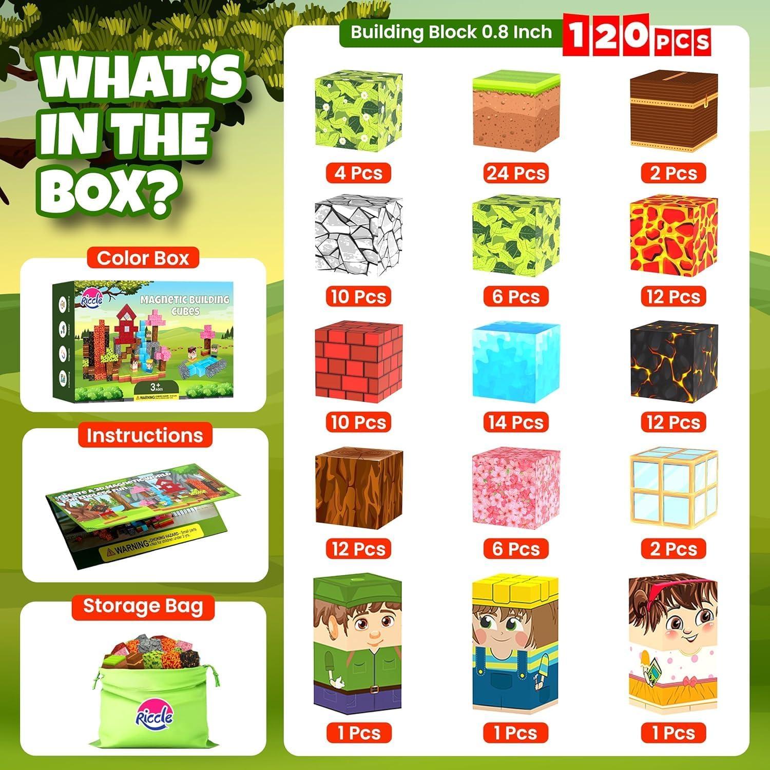 Bloques Magnéticos Riccle 120 Piezas 2.03 cm Juguetes STEM